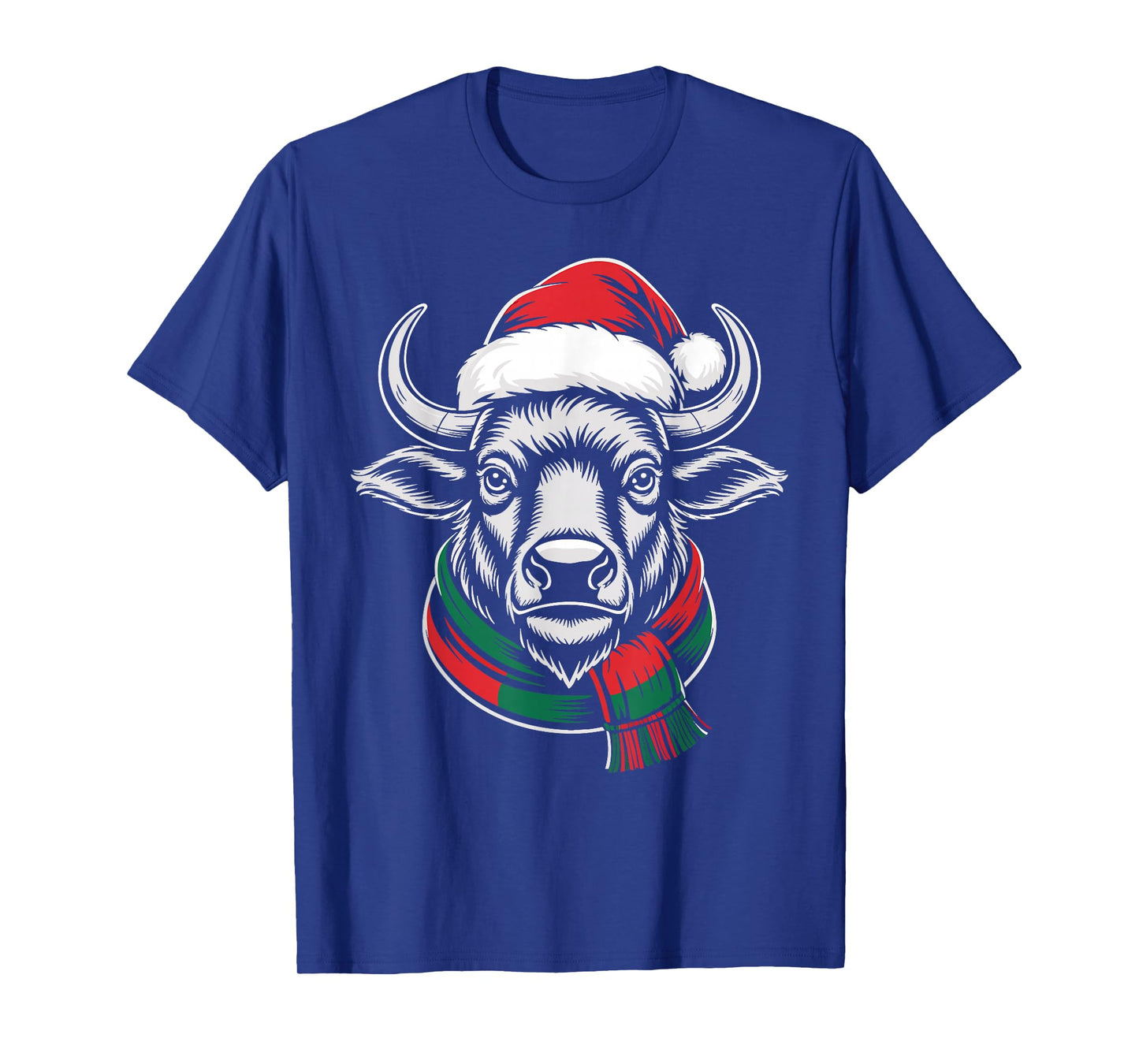 Buffalo Xmas Santa Hat Scarf Christmas Costume T-Shirt