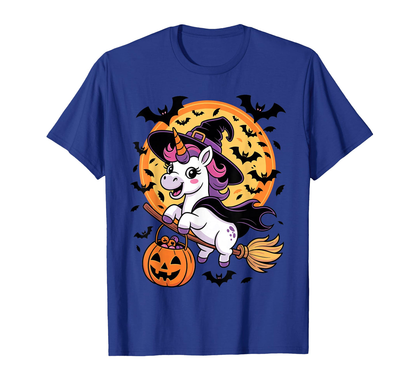 Unicorn Witch Jack-o-Lantern Candy Bucket Halloween Costume T-Shirt