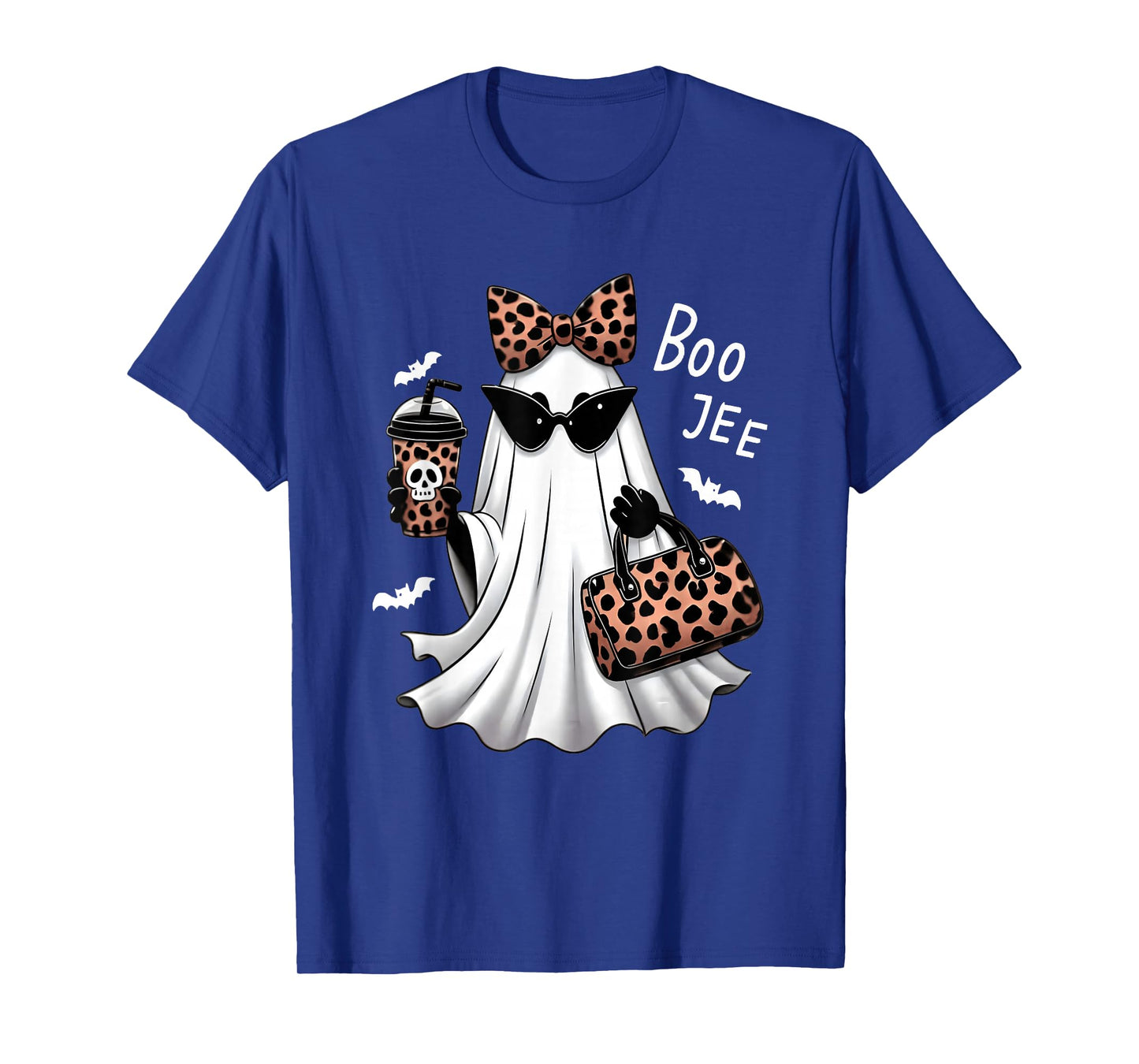 Coquette Leopard Ghost Coffee Boo-JEE Halloween Boujee Ghost T-Shirt