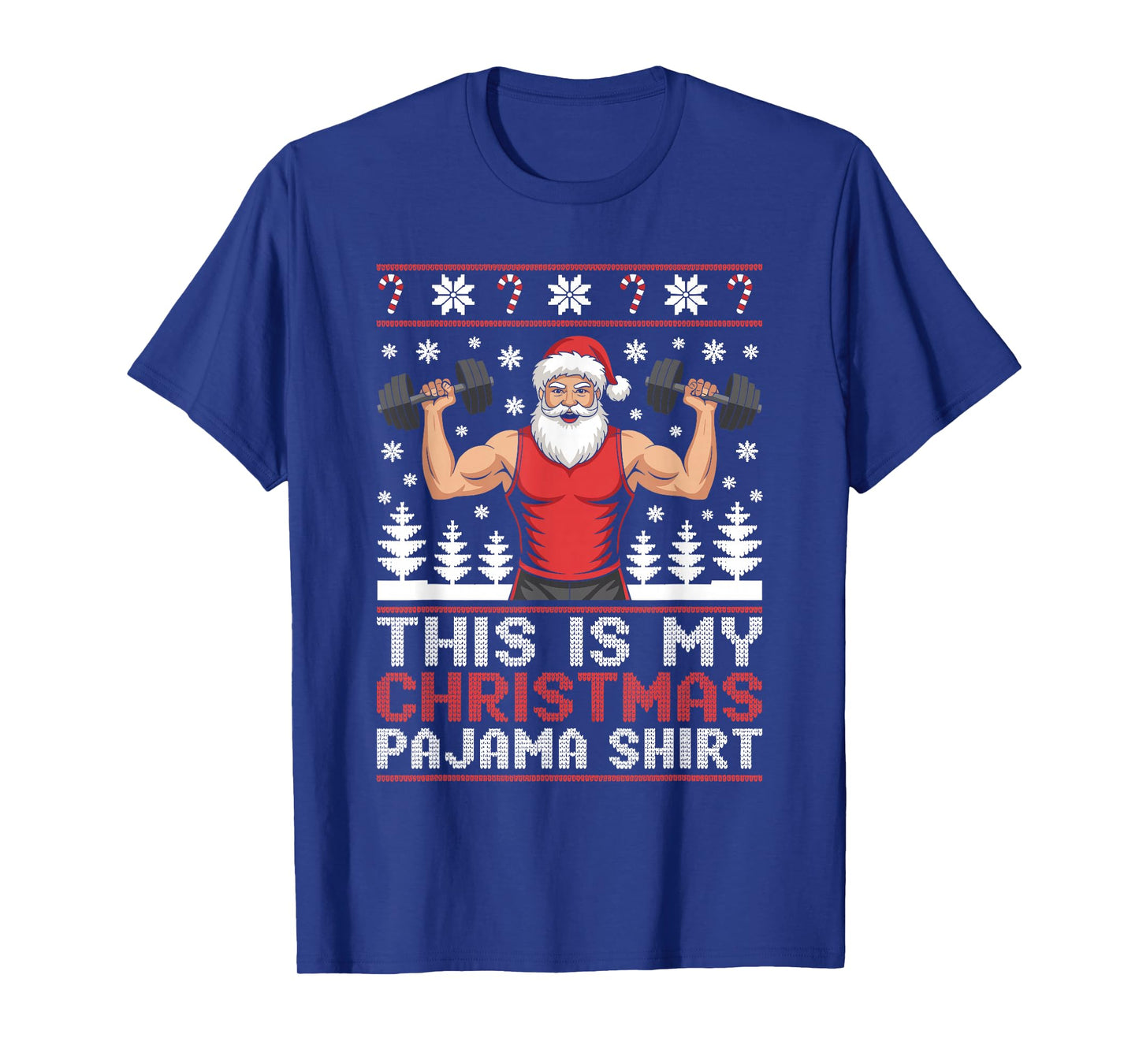 Santa Weightlifting Ugly Christmas Sweater Fitness Deadlift T-Shirt