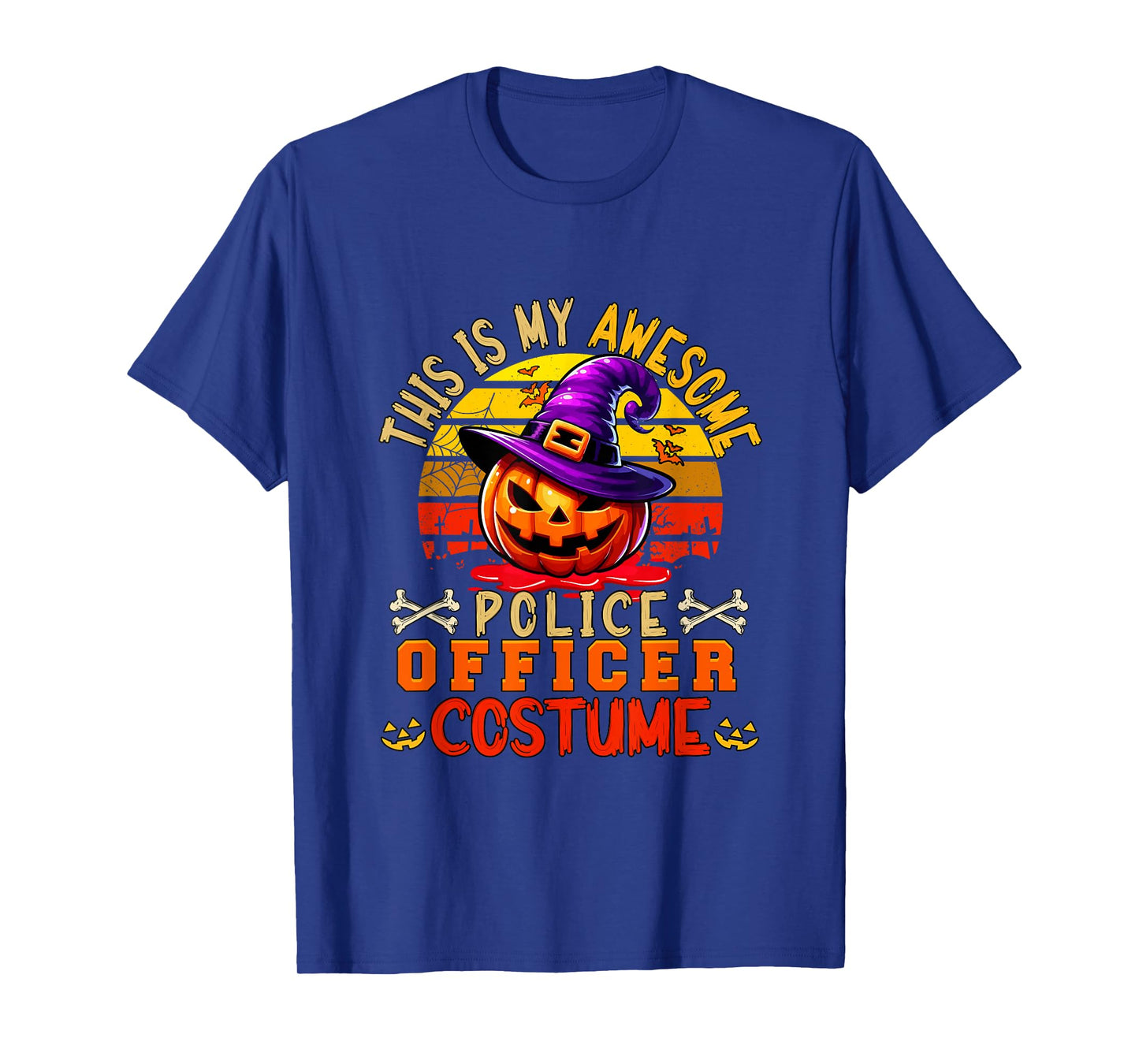Vintage My Awesome Police Officer Costume Carved Pumpkin T-Shirt