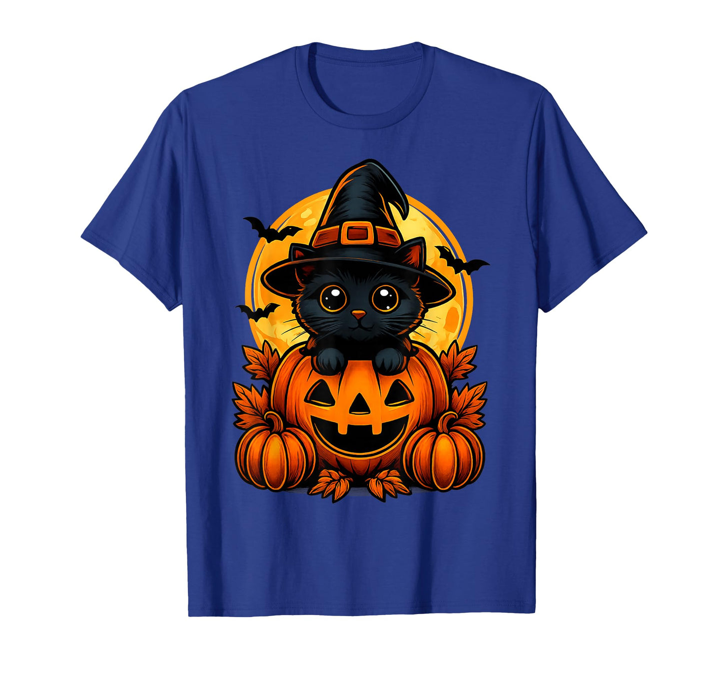Cute Black Witch cat Pumpkin Halloween tee for pet Lovers T-Shirt