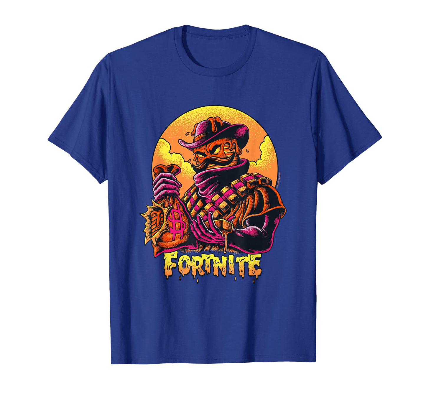 Fortnite Iconic Mancake Cowboy Distressed Big Chest Portrait T-Shirt
