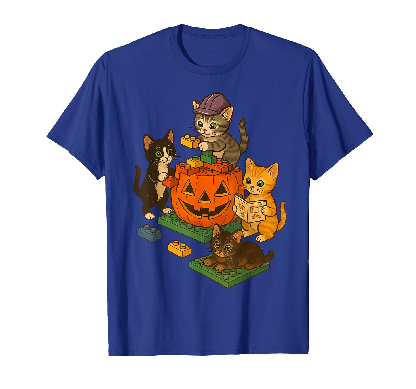 Cute Cat Pumpkin Master Builder Halloween Spooky Season T-Shirt