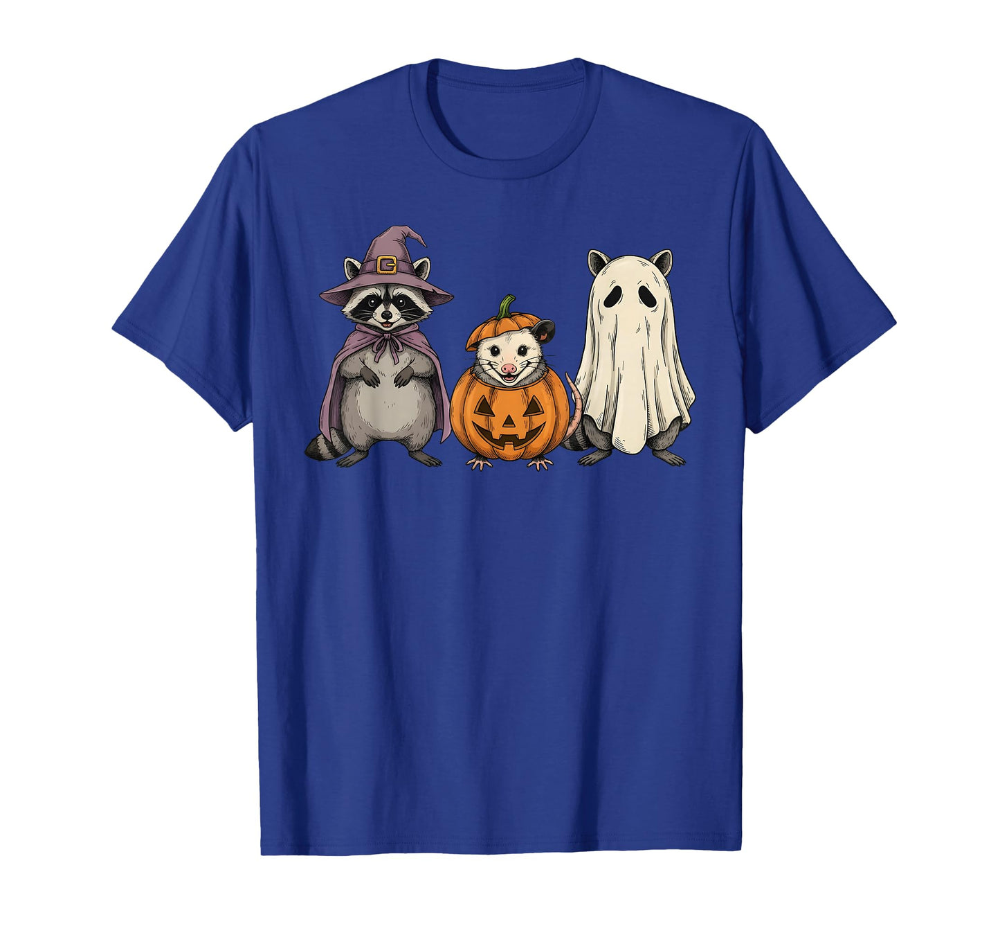 Spooky Ghost Opossum Raccoon Rat Pumpkin Halloween T-Shirt