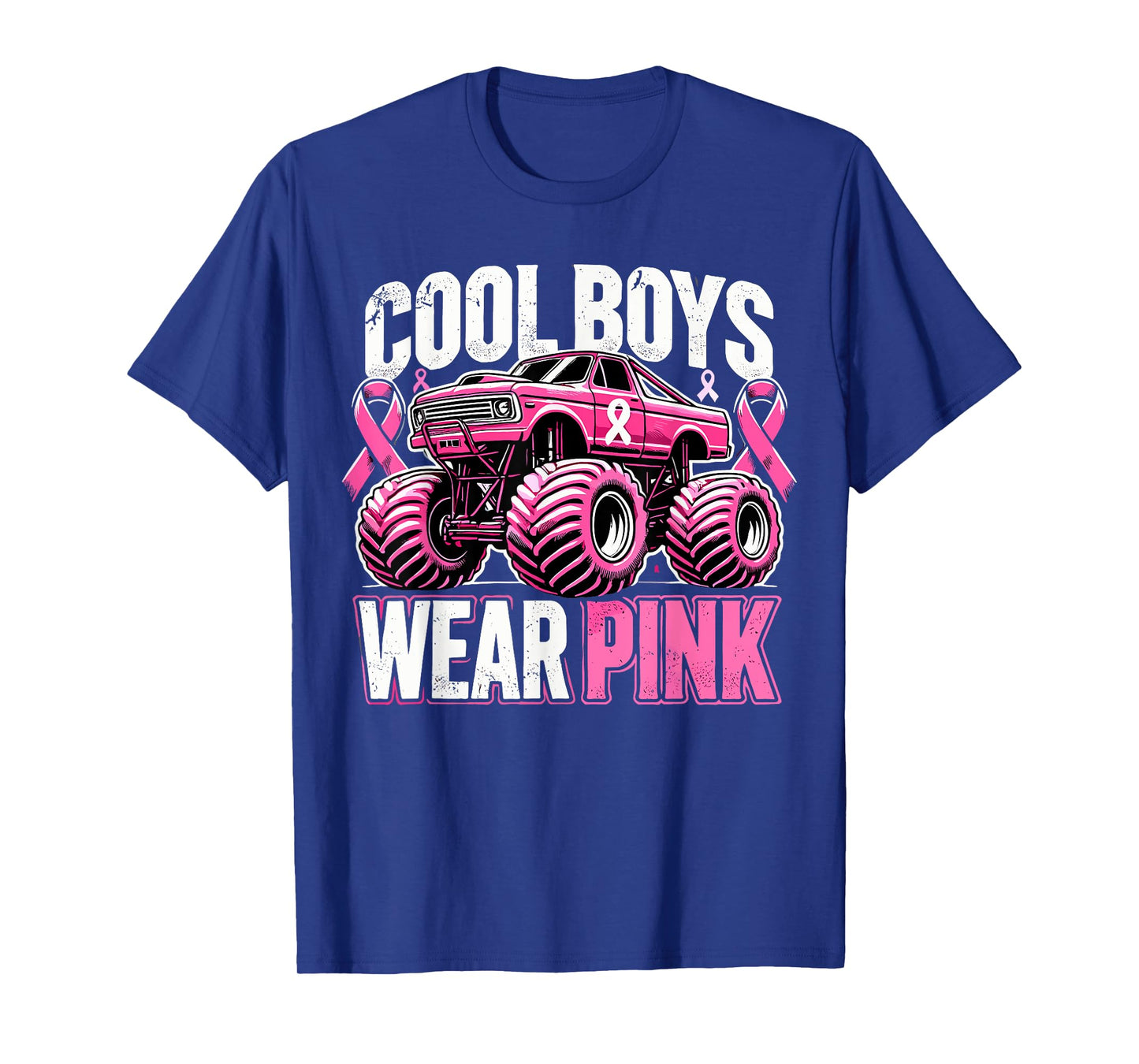 Monster Truck Breast Cancer Awareness Cool Boys Wear Pink T-Shirt