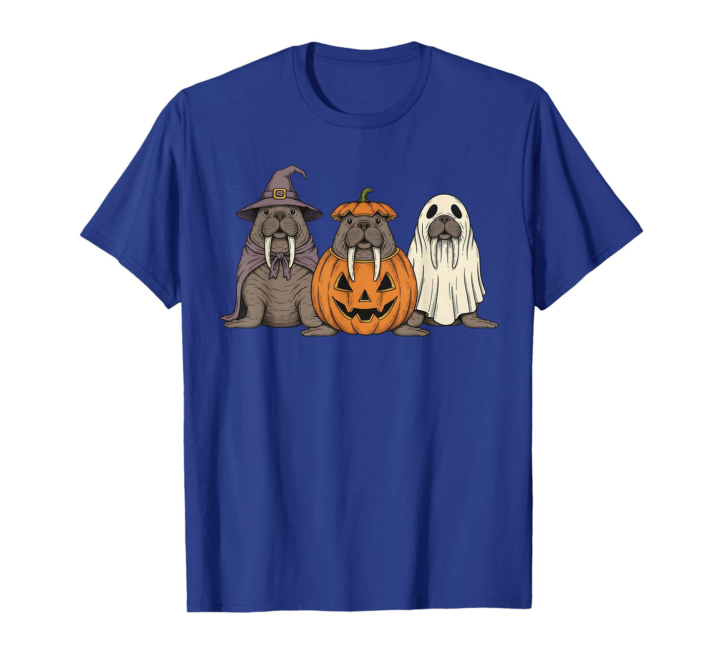 Spooky Ghost Walrus Lover Pumpkin Halloween T-Shirt