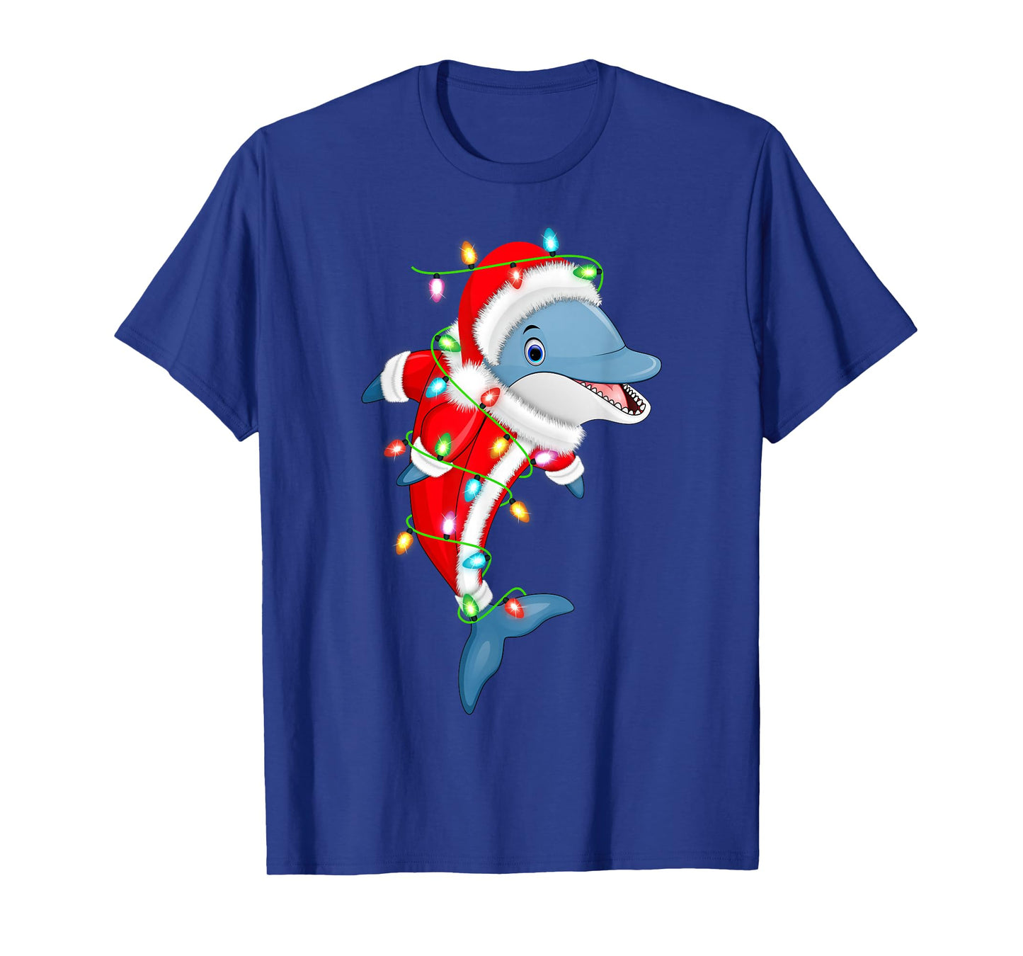 Dolphin Christmas Lights Santa Costume Cute Animal Xmas T-Shirt
