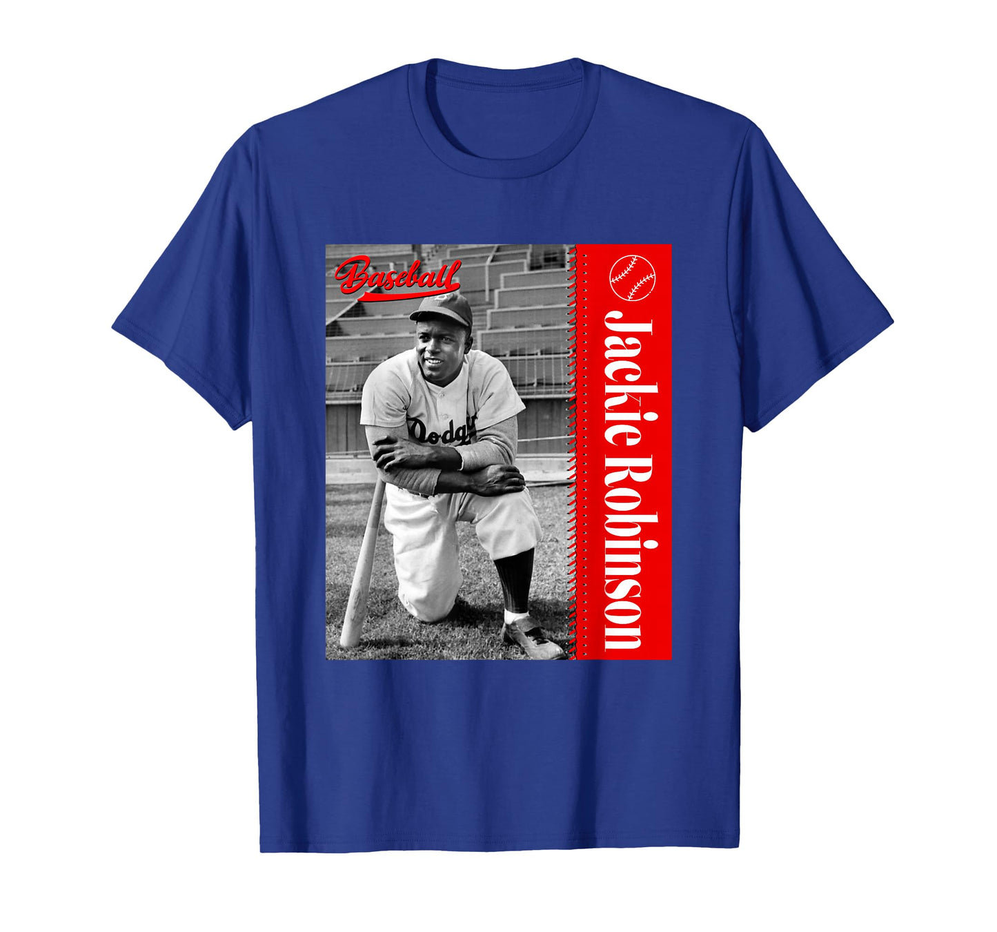 Baseball Freaks Jackie Robinson Baseball Theme T-Shirt - Black, Small, Unisex-Adults, Short Sleeve, T-Shirt