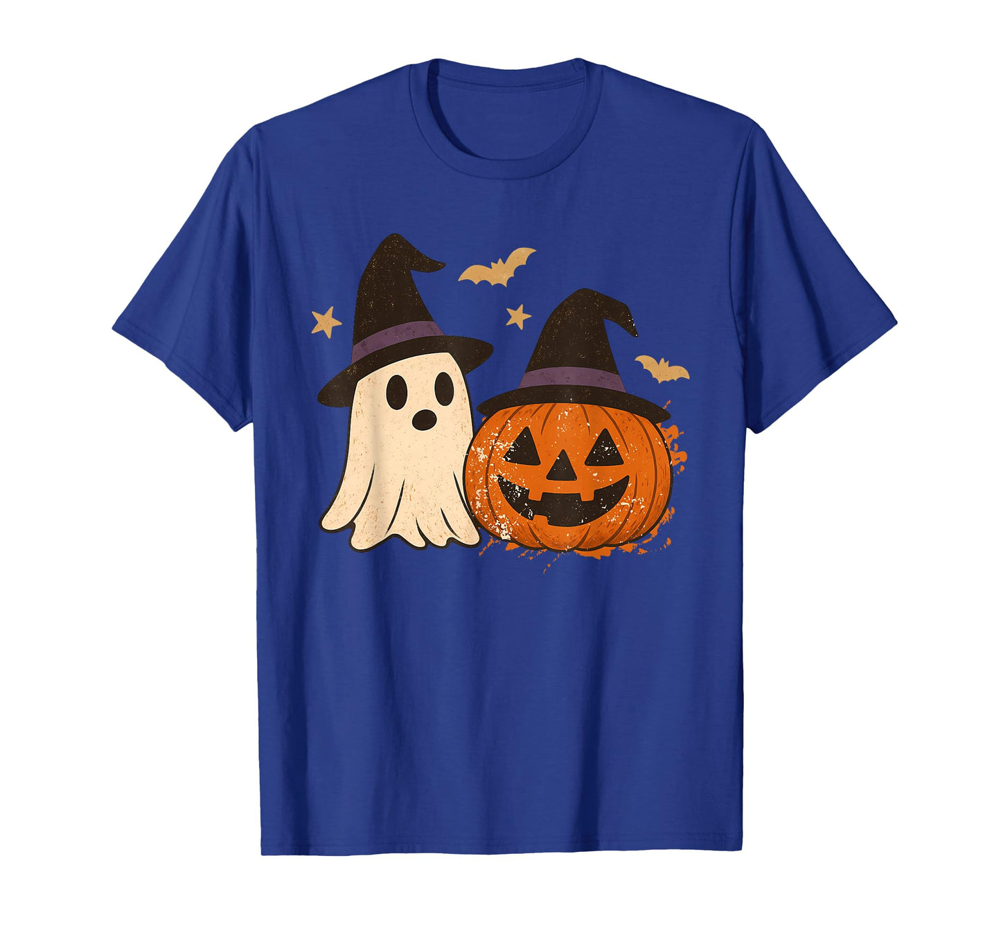Retro Ghost Pumpkin Witch Hat Halloween Matching Outfit T-Shirt