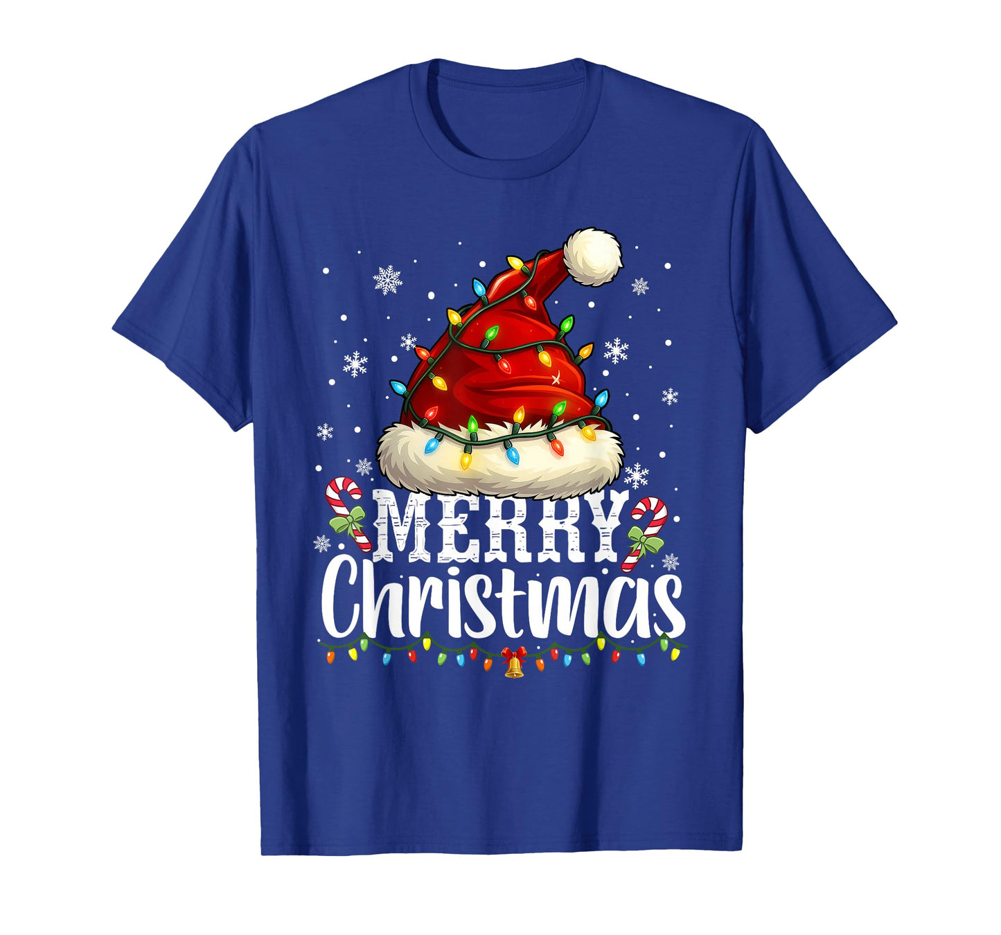 Merry Christmas Lights Santa Hat Xmas Family Pajamas Holiday T-Shirt