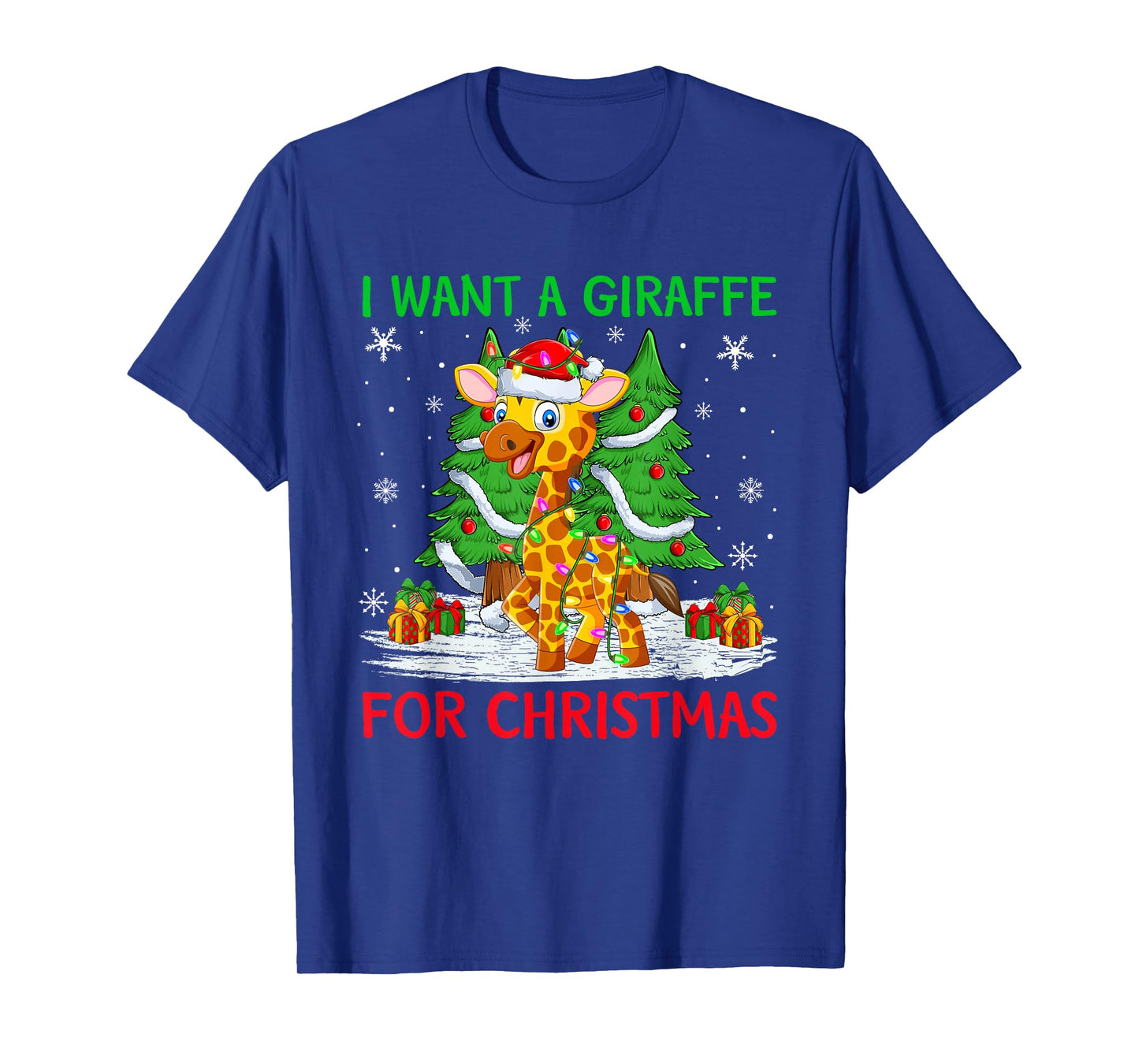 I Want A Giraffe for Christmas Cute Giraffe Xmas Boys Girls T-Shirt