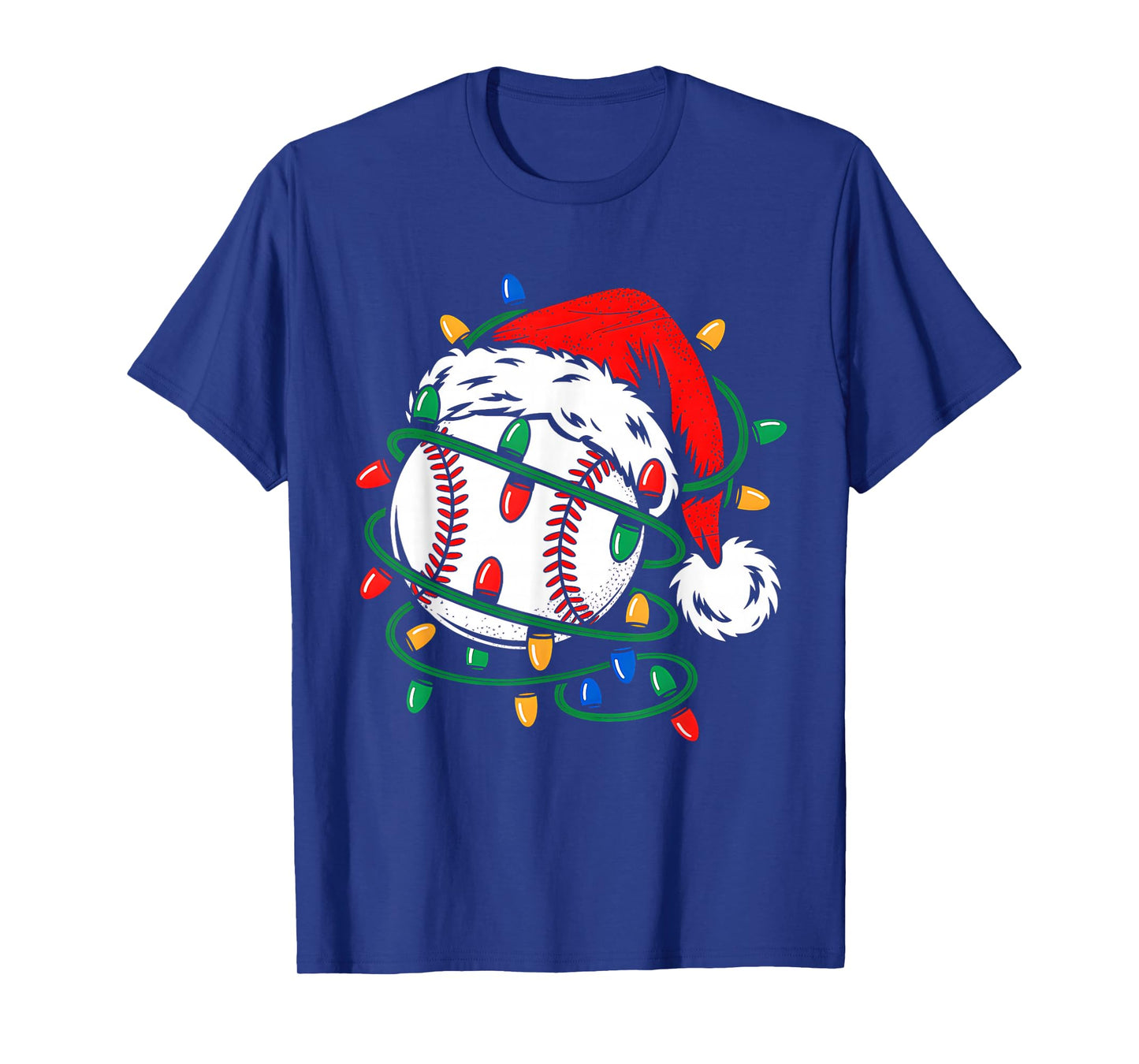 Baseball Ball Santa Hat Xmas Funny Christmas Baseball Lover T-Shirt