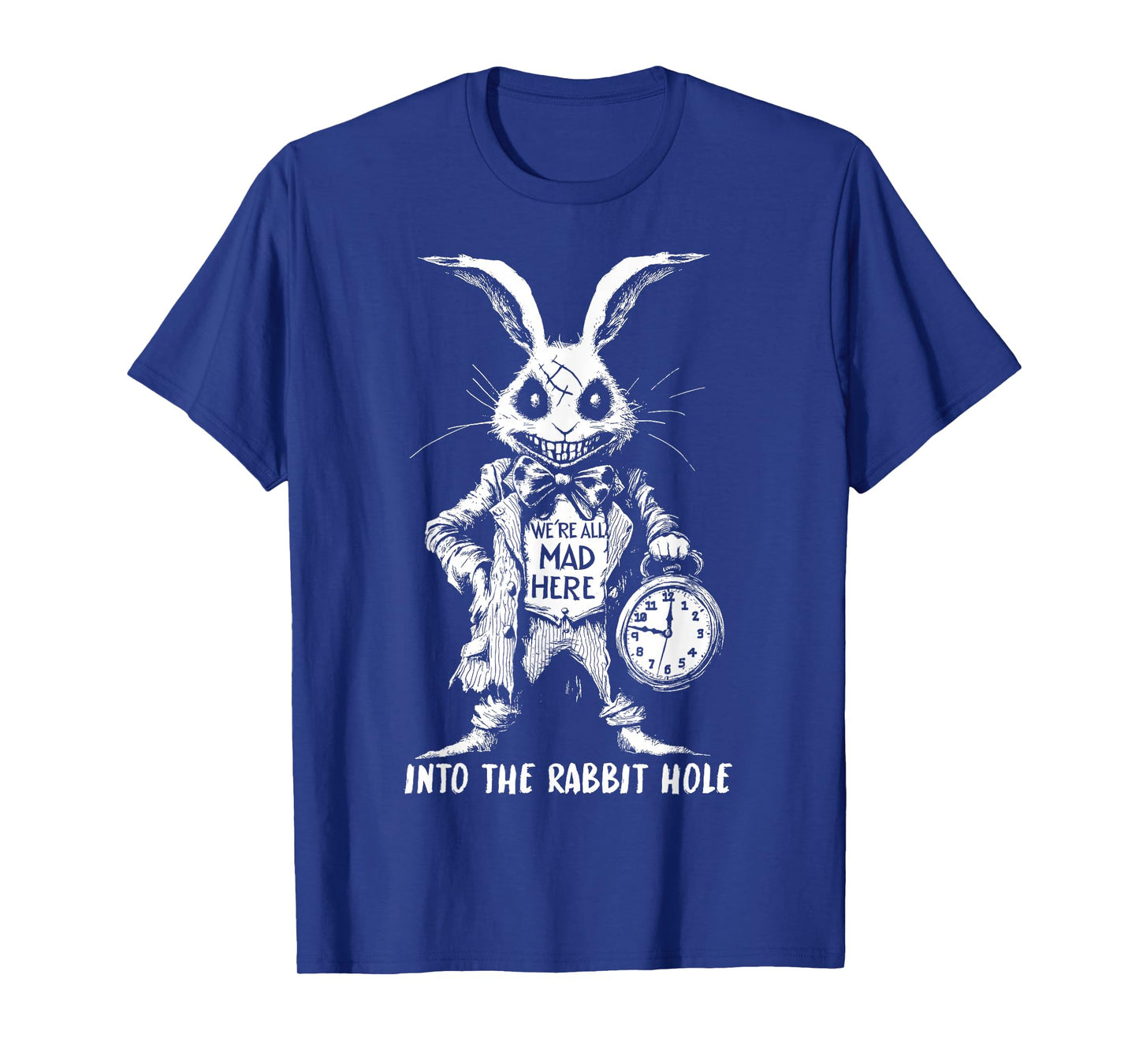 The Creepy White Rabbit in Wonderland Horror Fantasy Art T-Shirt