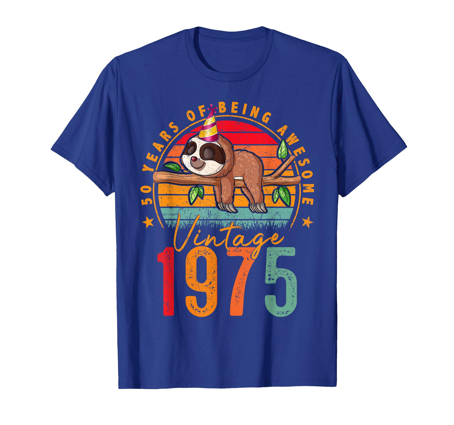 50 Year Old Gifts Vintage 1975 Sloth 50th Birthday Mens T-Shirt