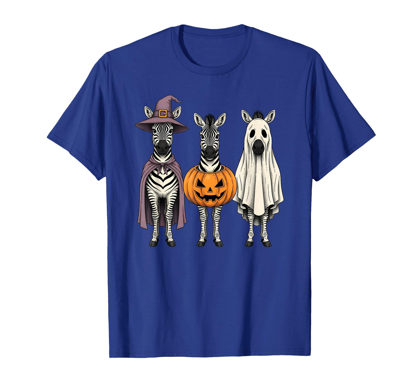 Spooky Ghost Zebra Pumpkin Halloween Safari Animal T-Shirt