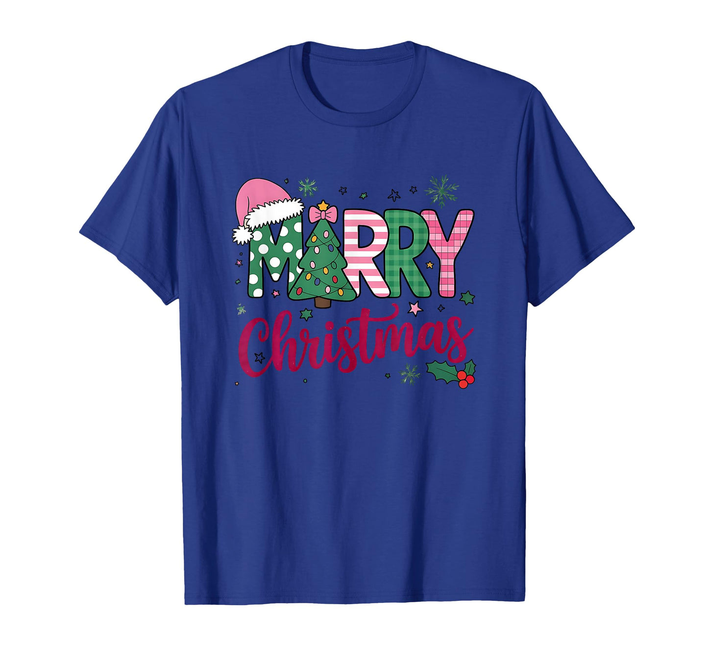 Marry Christmas Festive Tree Hat Design T-Shirt