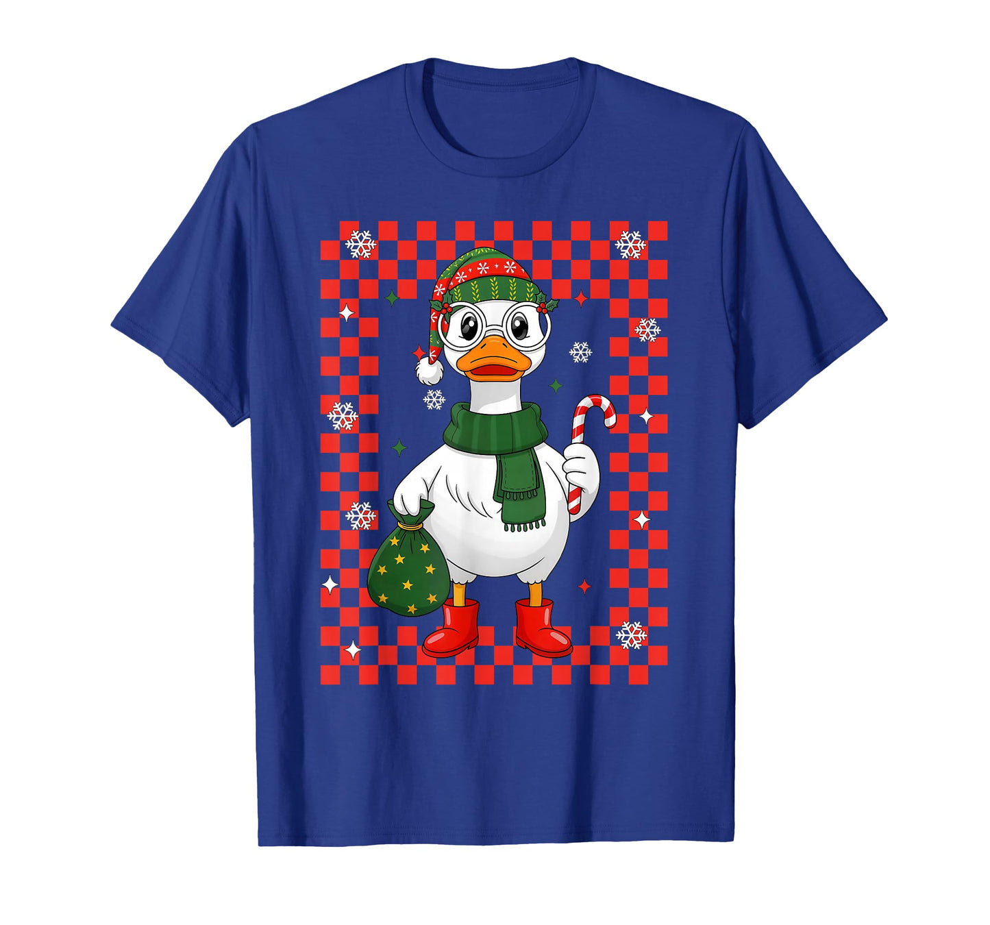 Christmas Goose Candy Cane Snowflake Xmas Pajamas Holiday T-Shirt