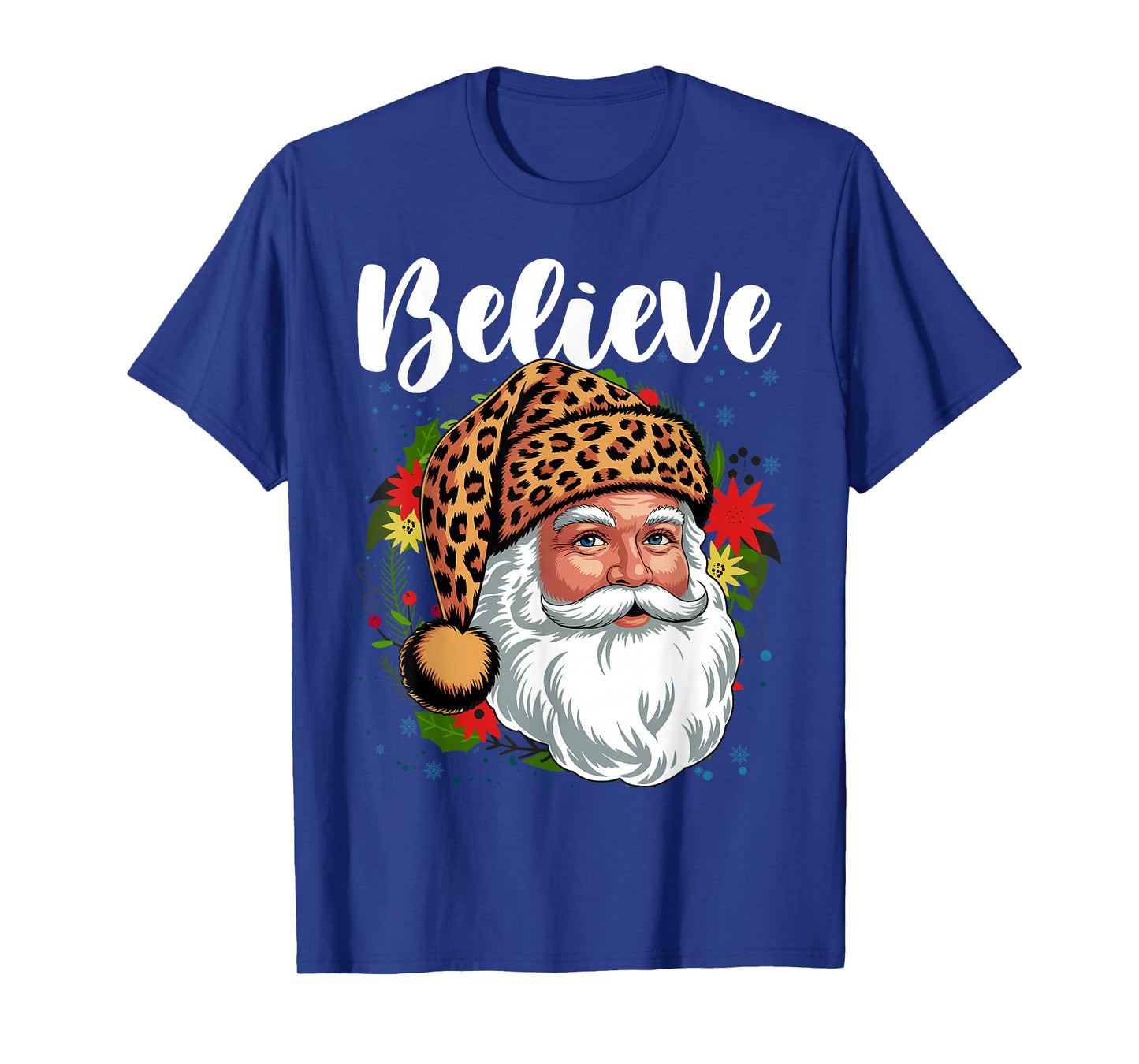 Vintage Christmas Retro Holiday Cheetah Santa Leopard Hat T-Shirt
