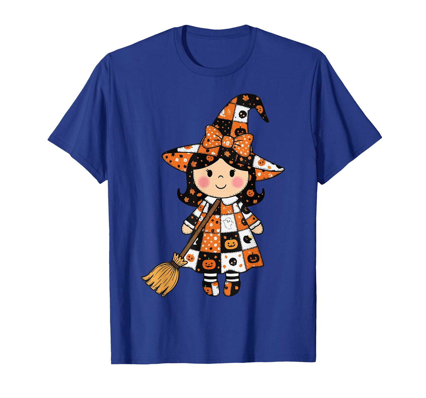 Adorable Halloween Patchwork Witch T-Shirt