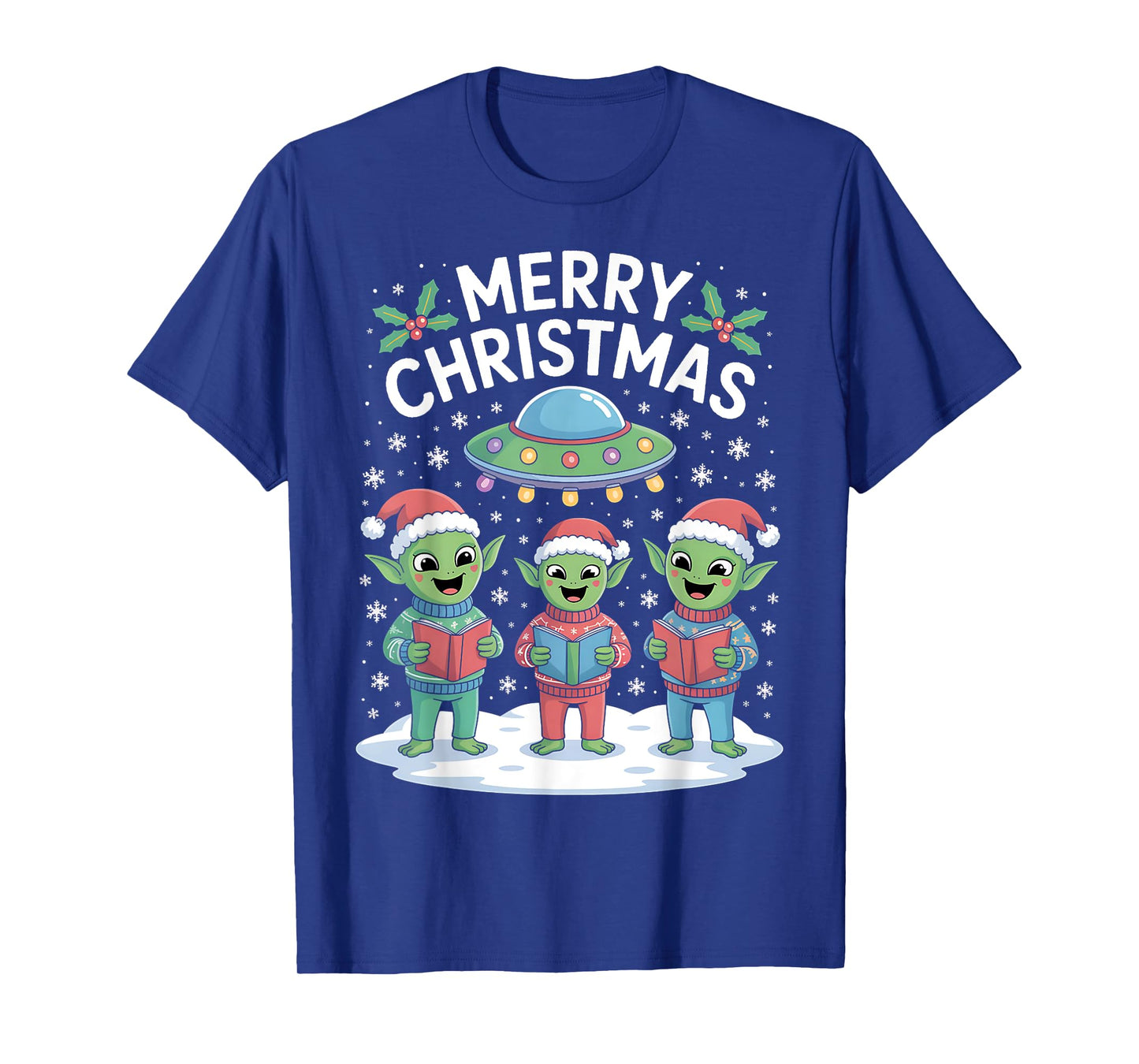 Funny Alien Trio Merry Ugly Christmas Santa Hat Gifts Xmas T-Shirt