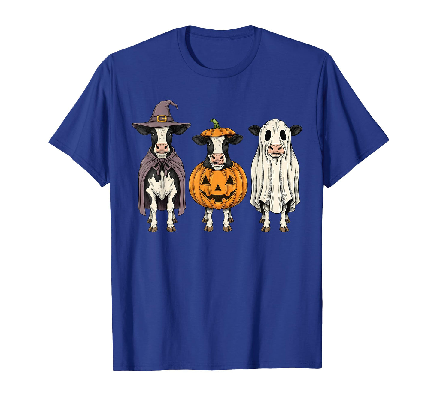 Spooky Ghost Cow Pumpkin Halloween Farm Animal T-Shirt