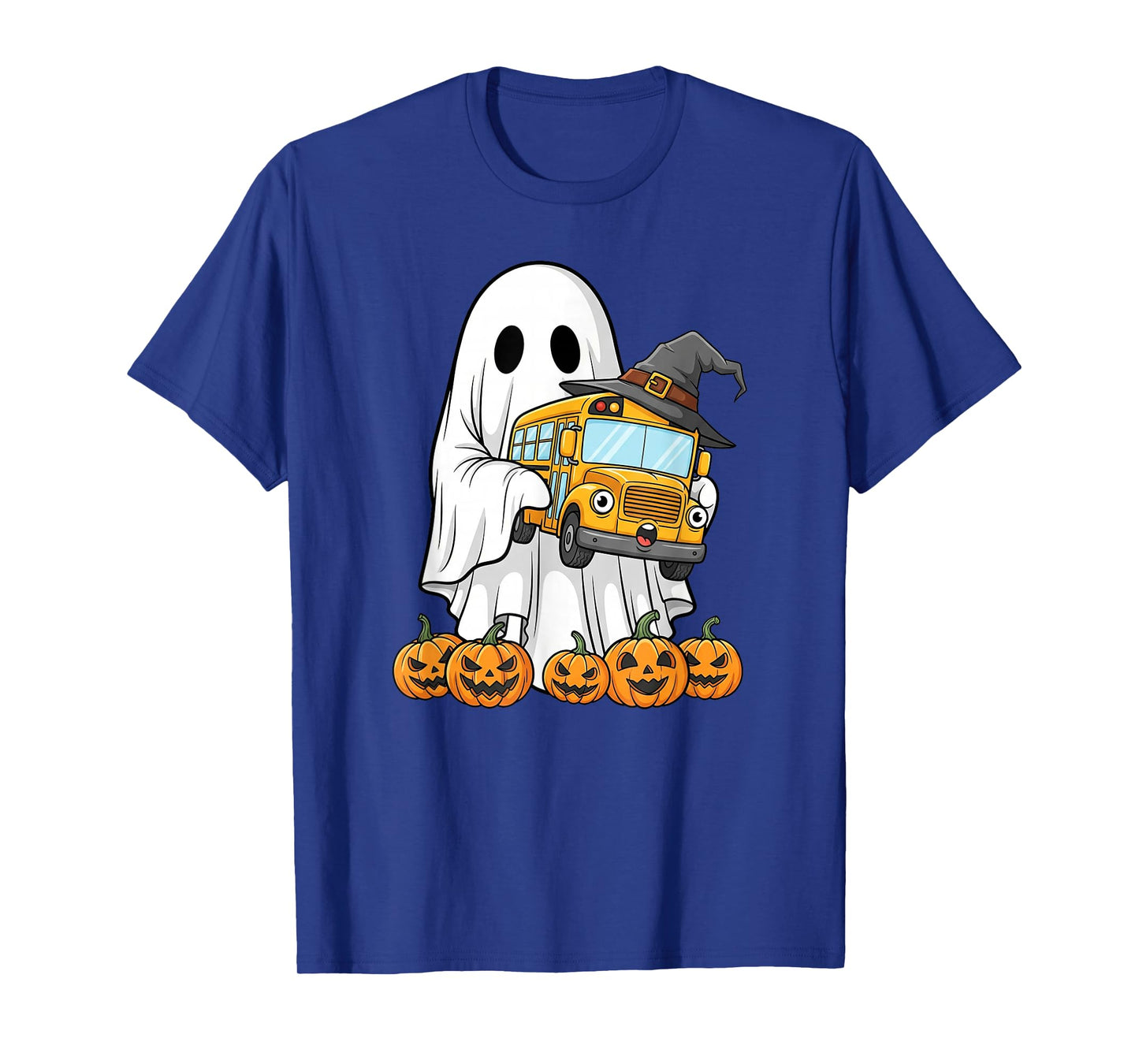 Funny Ghost School Bus Pumpkin Halloween Kids Mens Womens T-Shirt