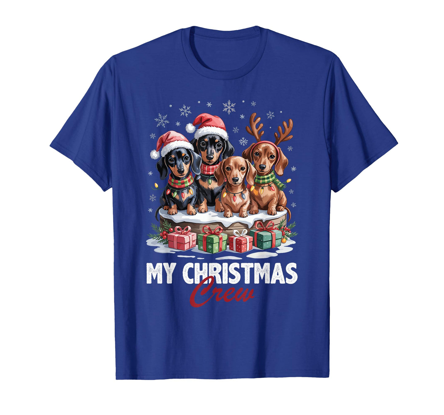 Dachshund Christmas Crew Funny Dog Lovers Holiday Pajama T-Shirt