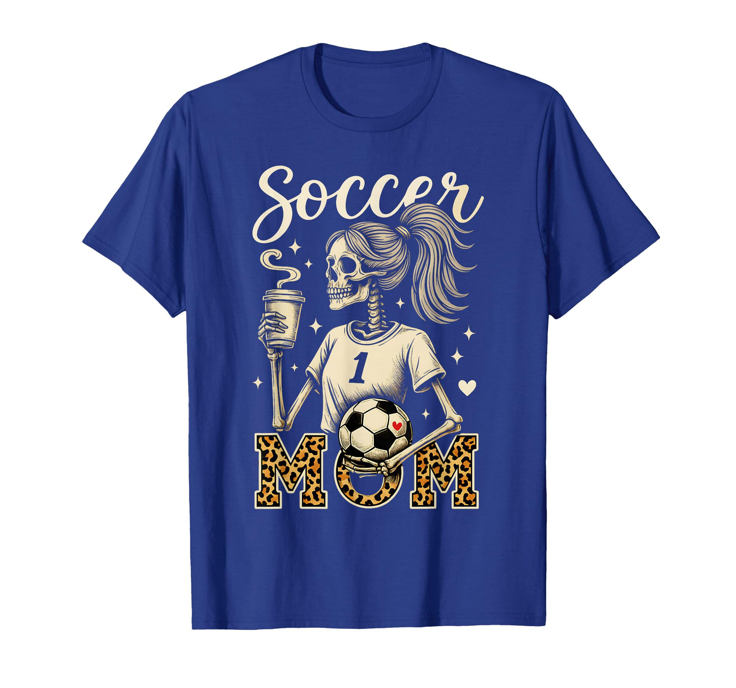 Soccer Mom Skeleton Coffee Leopard Style Vintage Halloween T-Shirt
