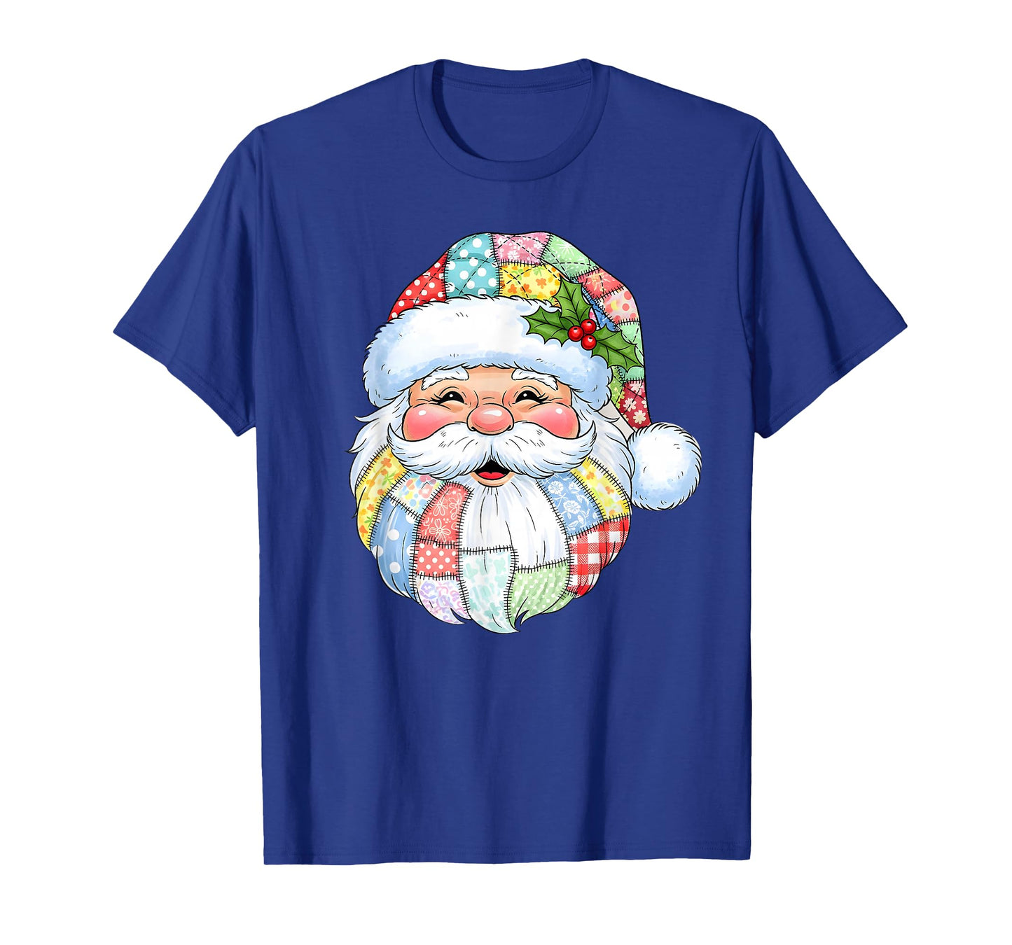 Merry Christmas Patchwork Santa Claus Face X-mas Holiday T-Shirt