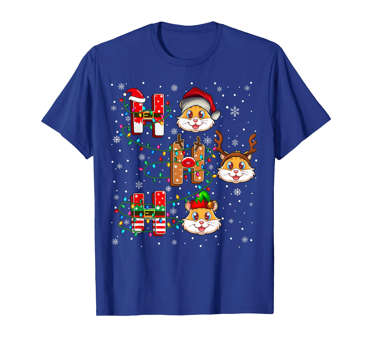 Ho Ho Ho Santa Reindeer Hat Elf Hamster Animal Christmas T-Shirt
