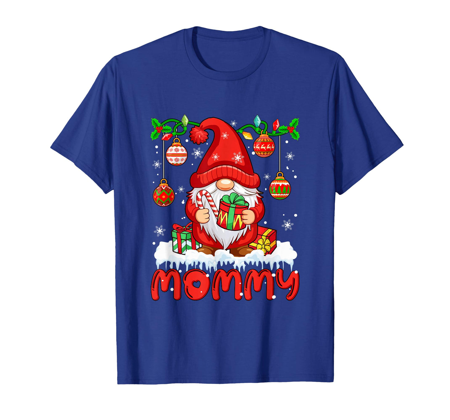 Mommy Christmas Gnome Colorful Lights Matching Family Group T-Shirt