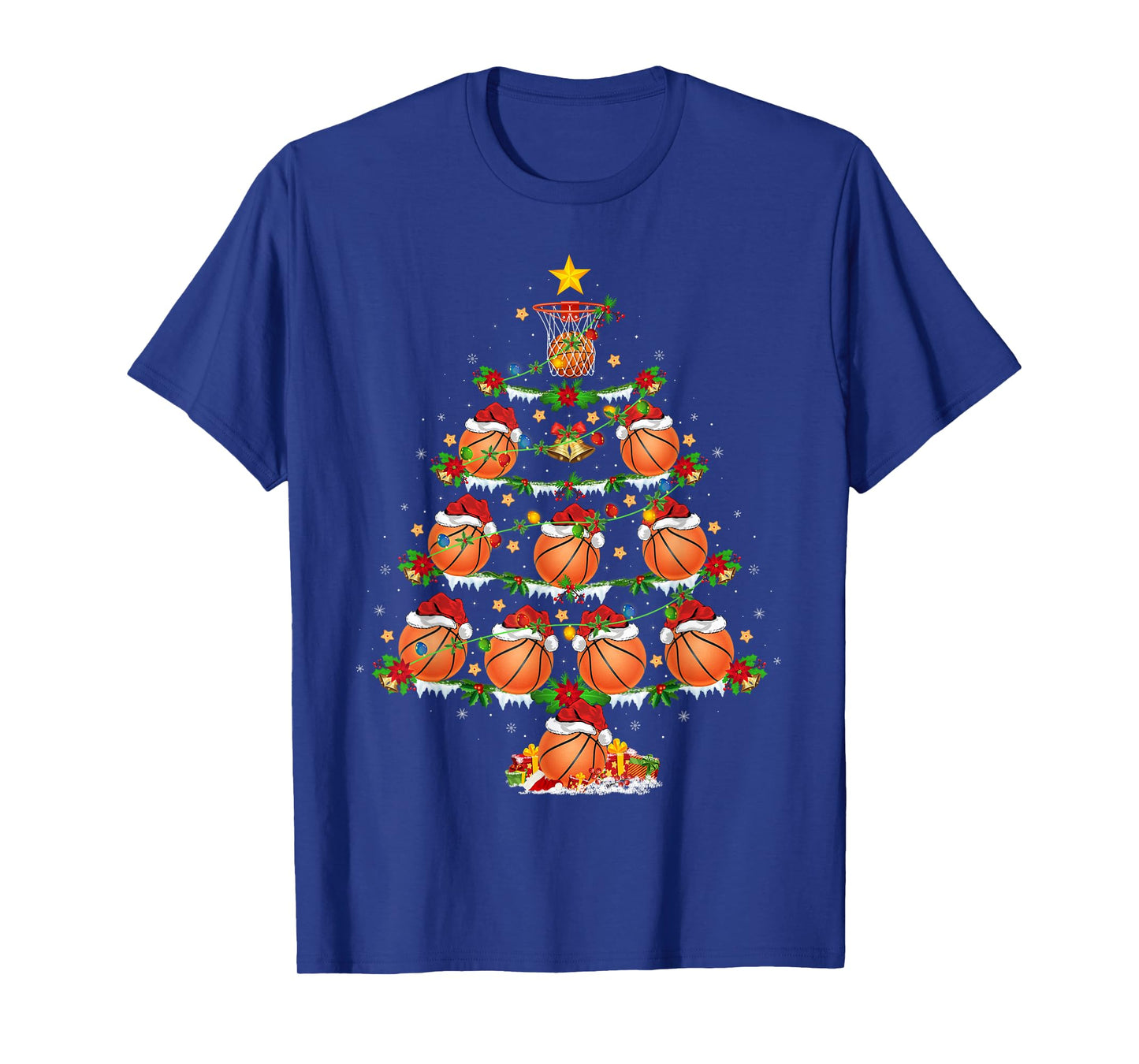 Basketball Christmas Tree Lights Sports Player Xmas T-Shirt