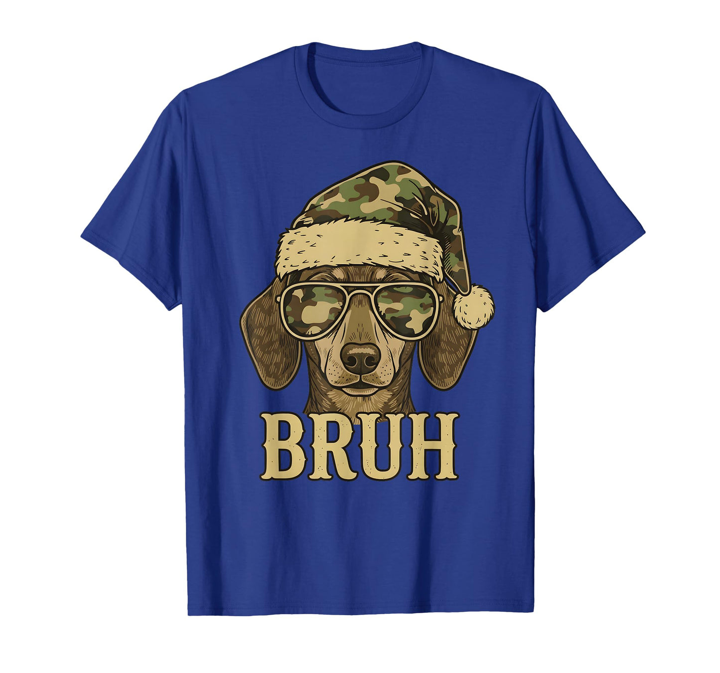 Camo Santa Dachshund Dog Bruh Sunglasses Christmas Camo T-Shirt