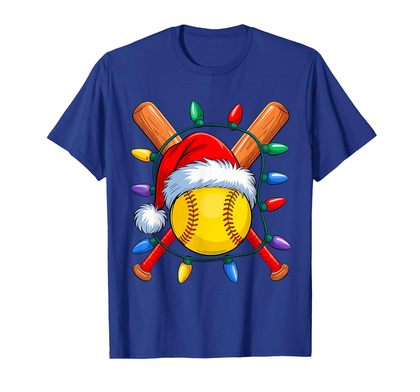 Christmas Softball Xmas Santa Sports Hat Mens Womens Kids T-Shirt