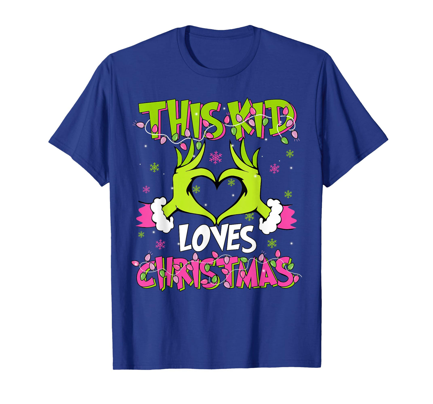 This Kid Loves Christmas Xmas Lights Heart Snowflake Holiday T-Shirt