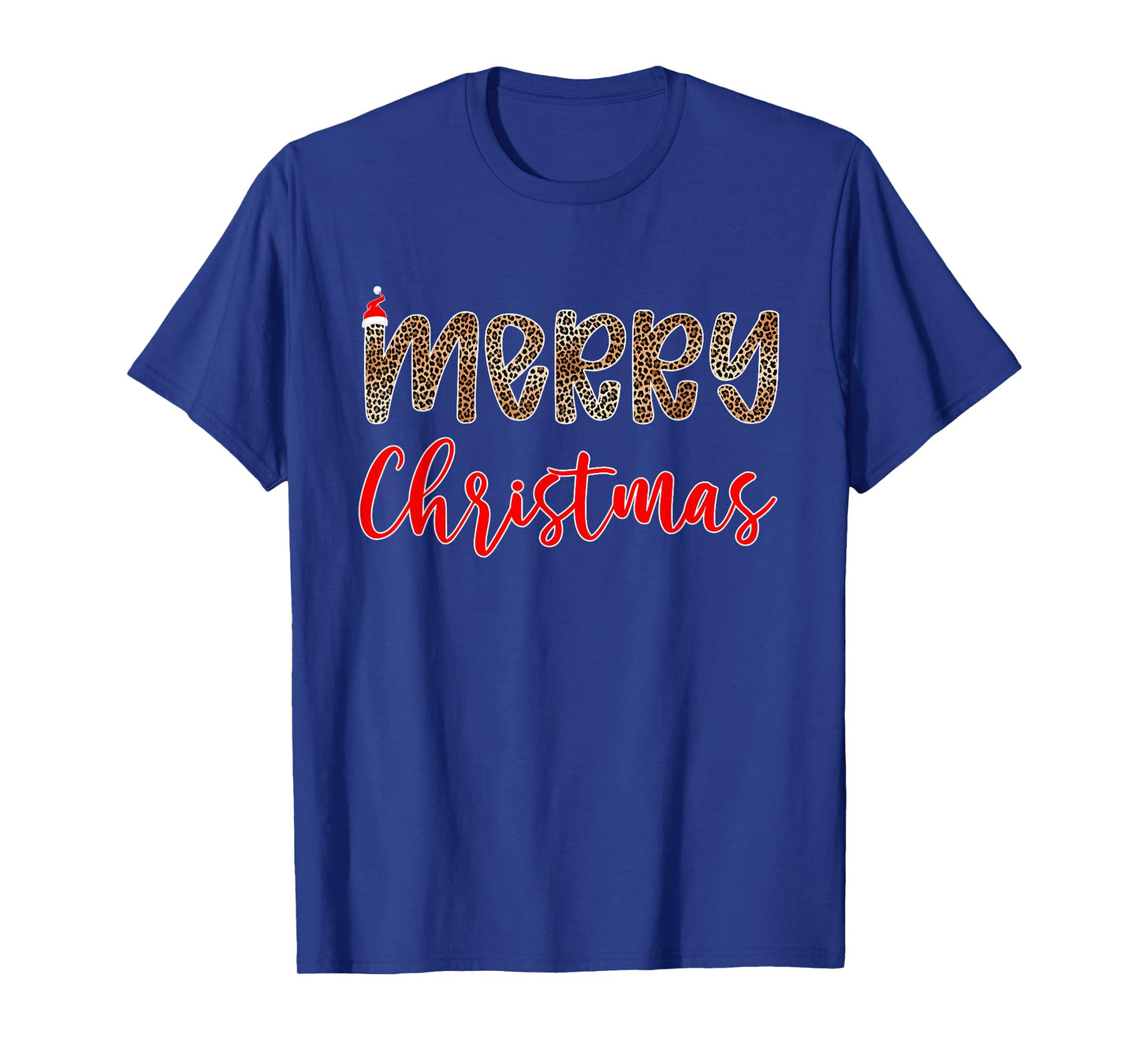 Merry Christmas Leopard Santa Hat Cheetah Print Xmas Pajamas T-Shirt