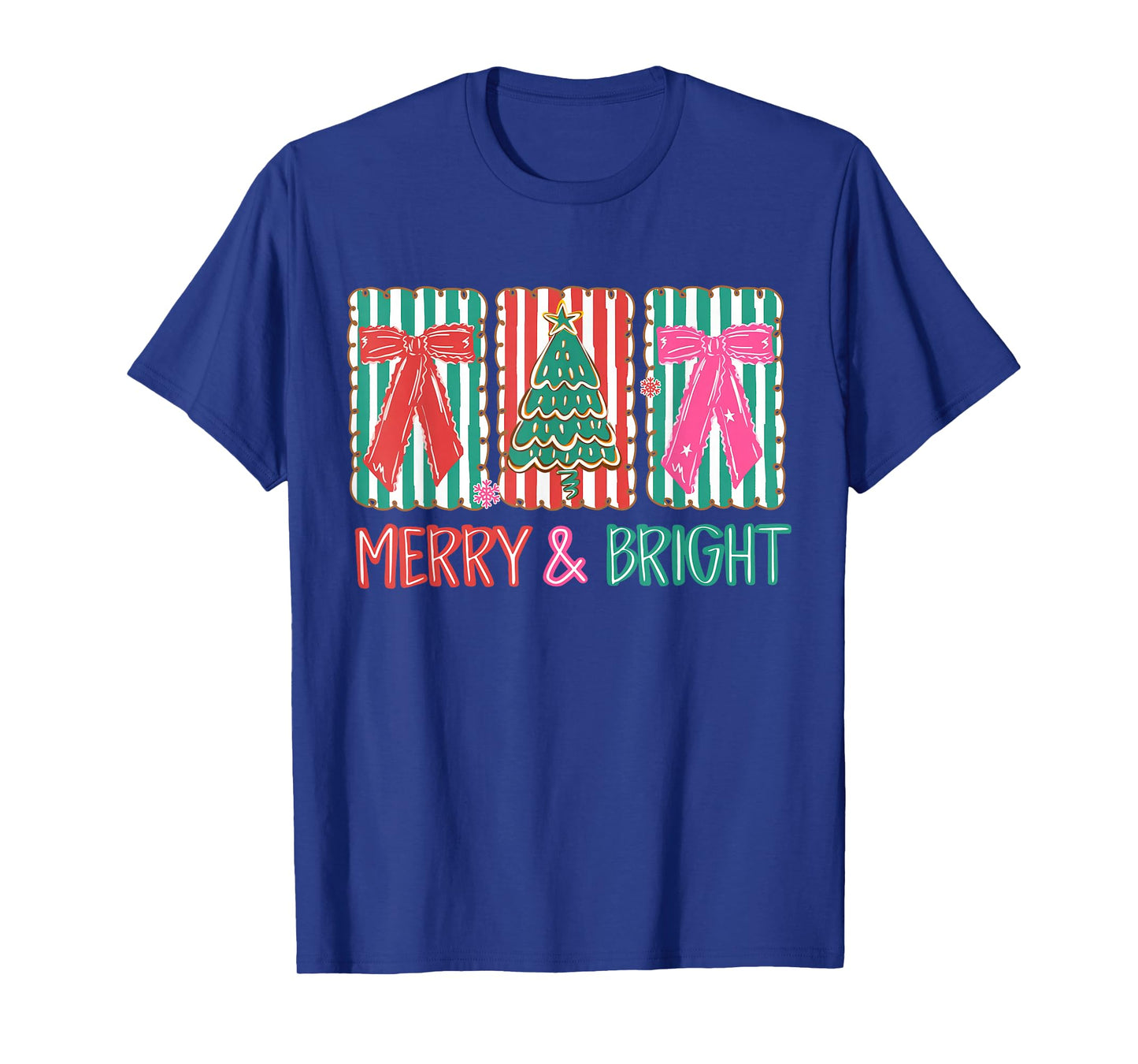 Retro Preppy Merry and Bright Girly Coquette Christmas Tree T-Shirt