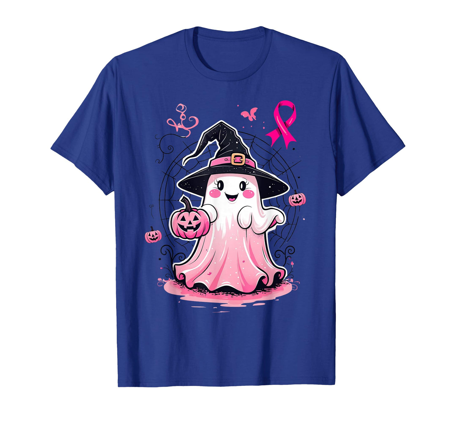 Breast Cancer Awareness Cute Pink Ghost Witch Halloween T-Shirt