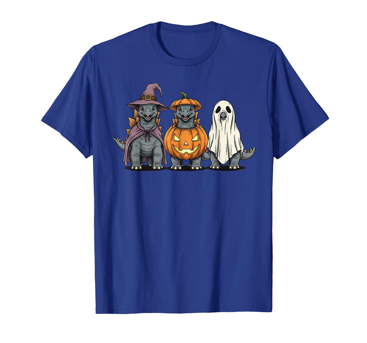 Spooky Ghost Stegosaurus Dinosaur Lover Pumpkin Halloween T-Shirt