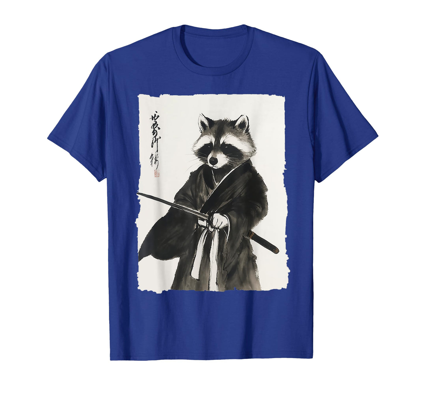 Raccoon Samurai Janpanese Vintage Warrior Art Anime Graphic T-Shirt