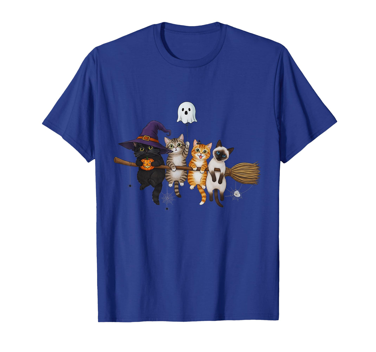 Cute Halloween Cats on Witch Broom Funny Spooky T-Shirt