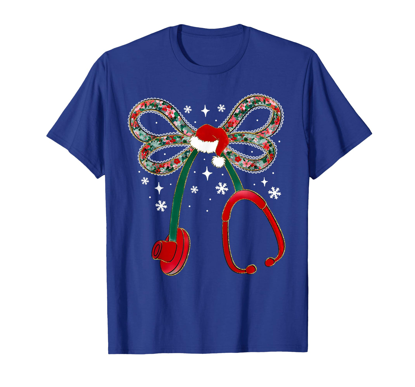 Stethoscope Nurse Coquette Bow Christmas Xmas Pajama Holiday T-Shirt