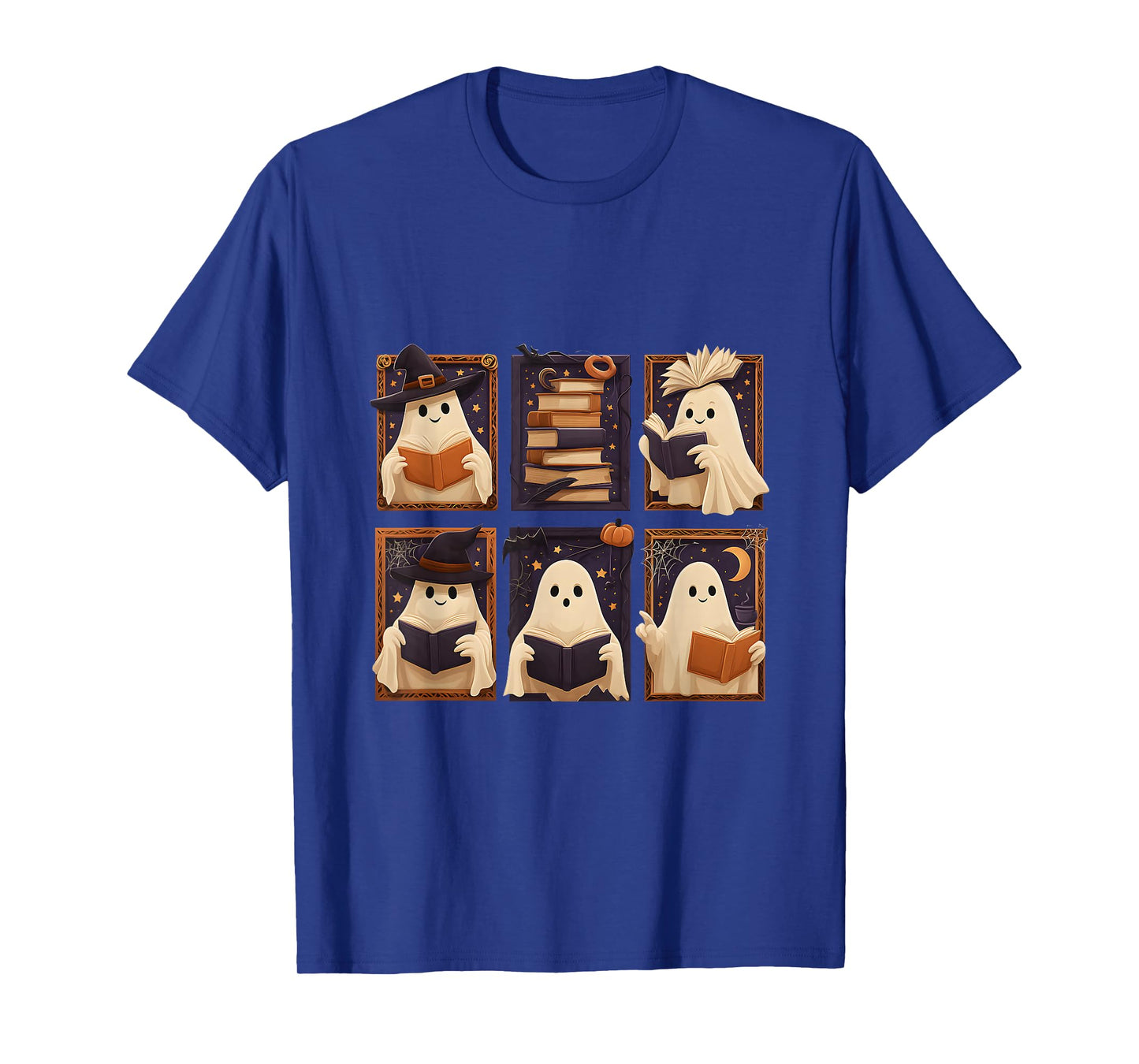 Cute Ghost Reading Books Halloween Book Lover Reader T-Shirt