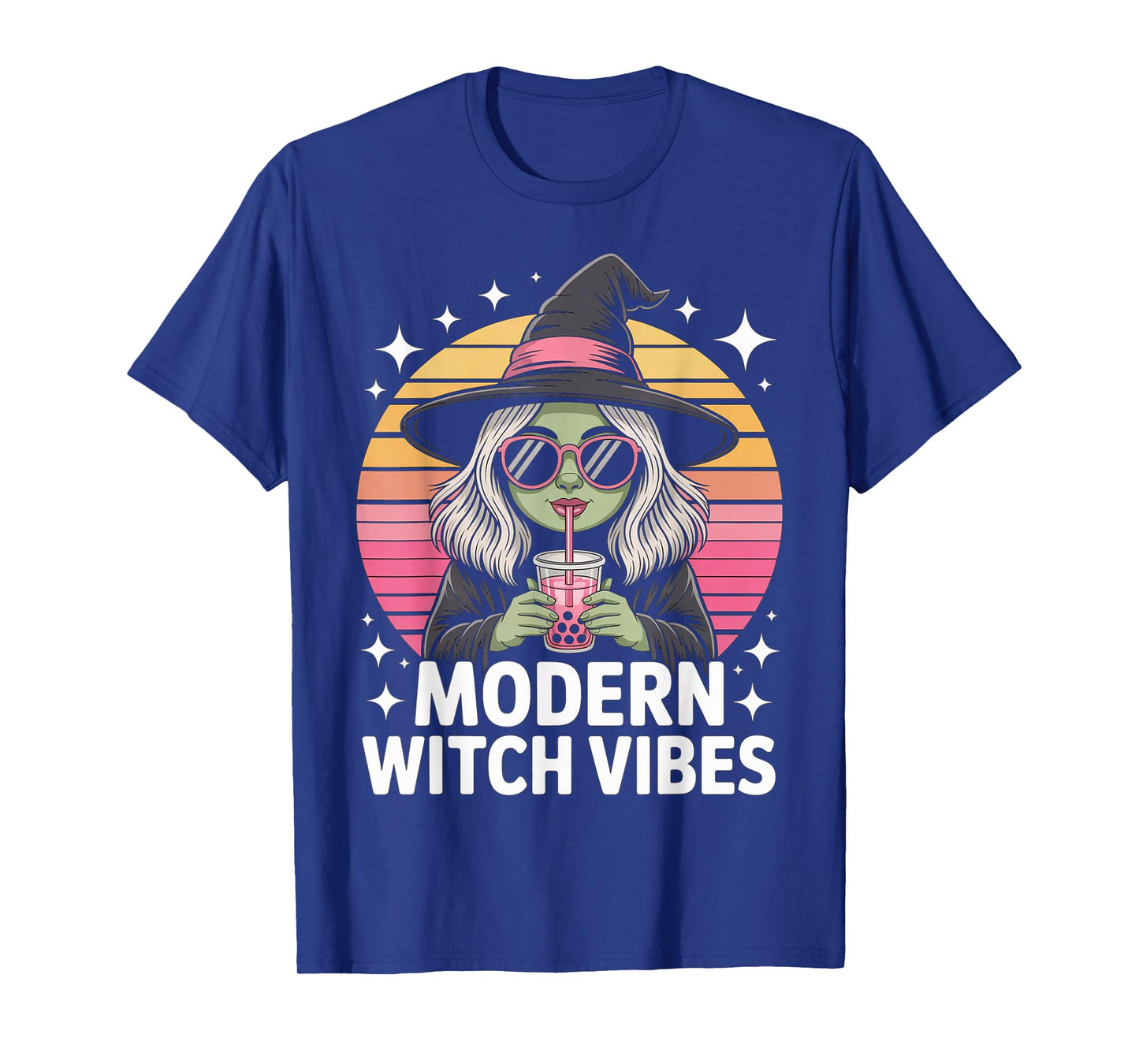 Modern Witch Vibes Halloween Women Boba Bubble Tea Witchy T-Shirt