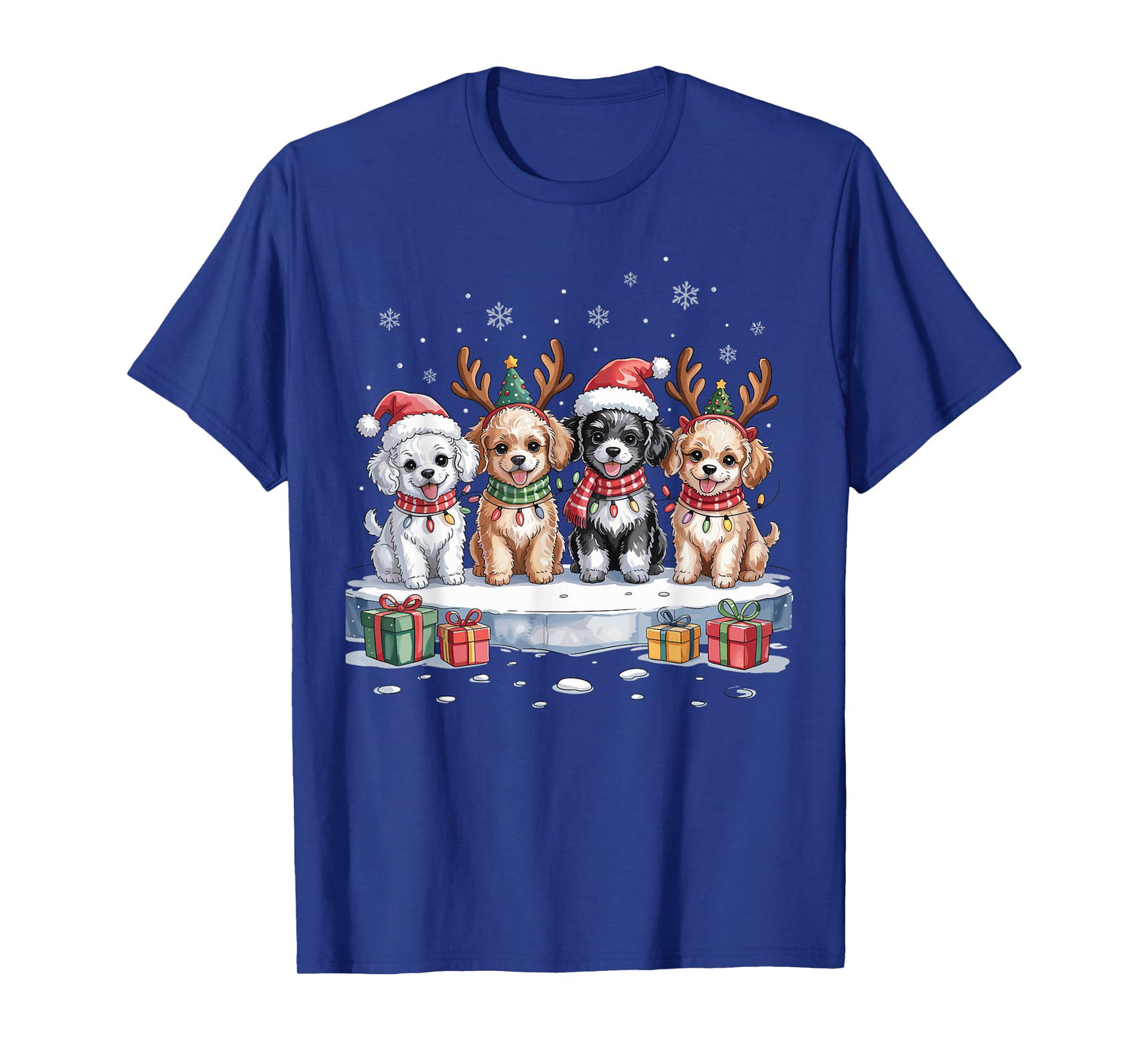 Cute Poodle Christmas Puppies Dog Lovers Funny Holiday T-Shirt