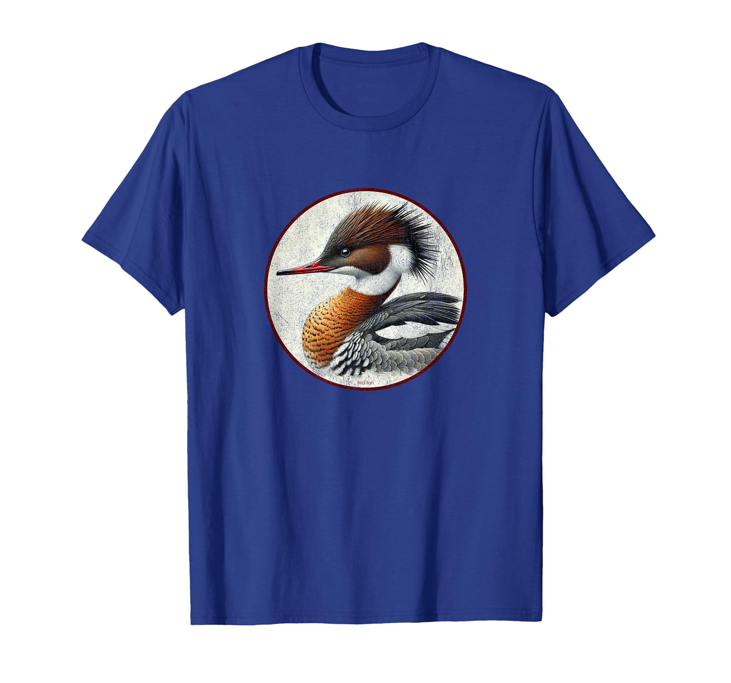 Colorful Retro Red-Breasted Merganser Bird Design T-Shirt