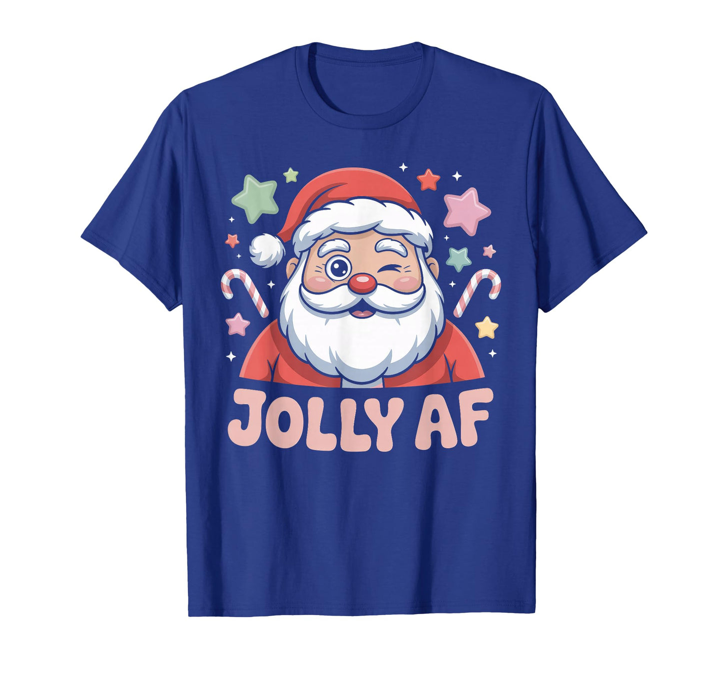 Jolly AF Santa Winking Holiday Snarky Christmas T-Shirt