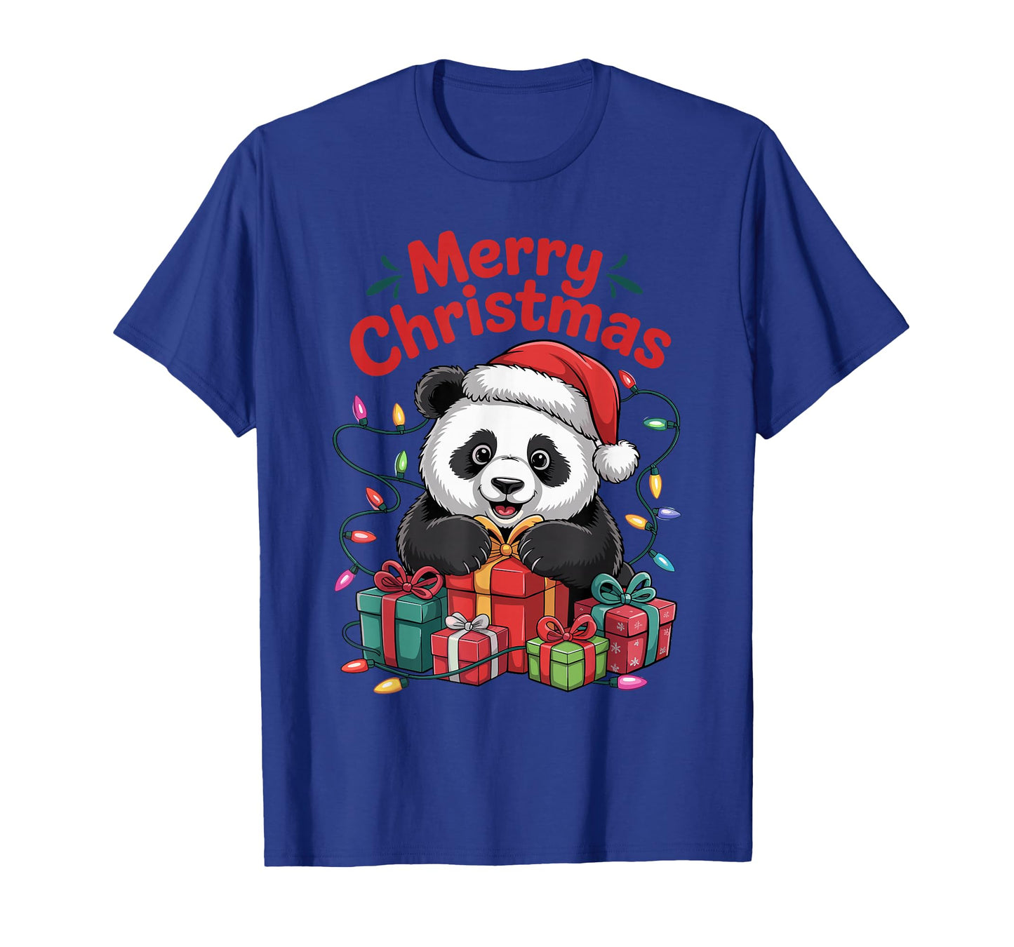 Panda Santa Hat Christmas Design Funny Animal Lovers Holiday T-Shirt