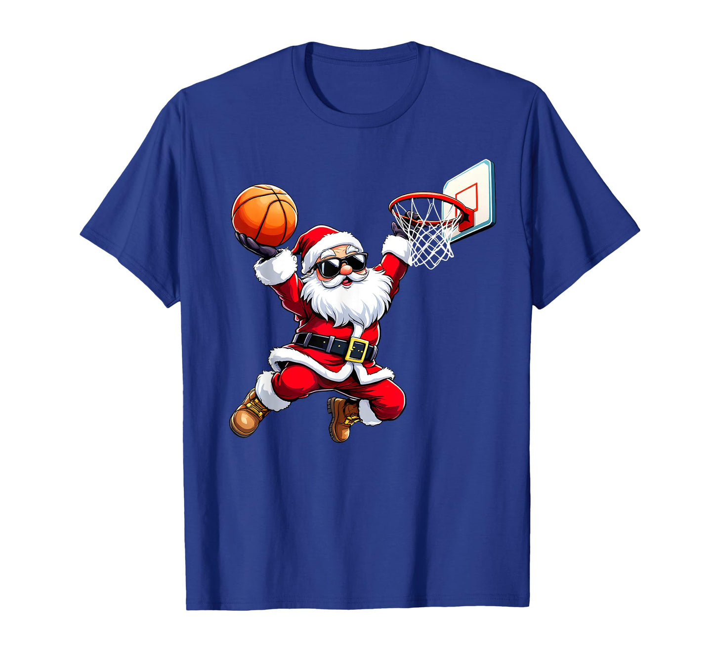 Christmas Santa Claus Dunking A Basketball Mens Boys Kids T-Shirt